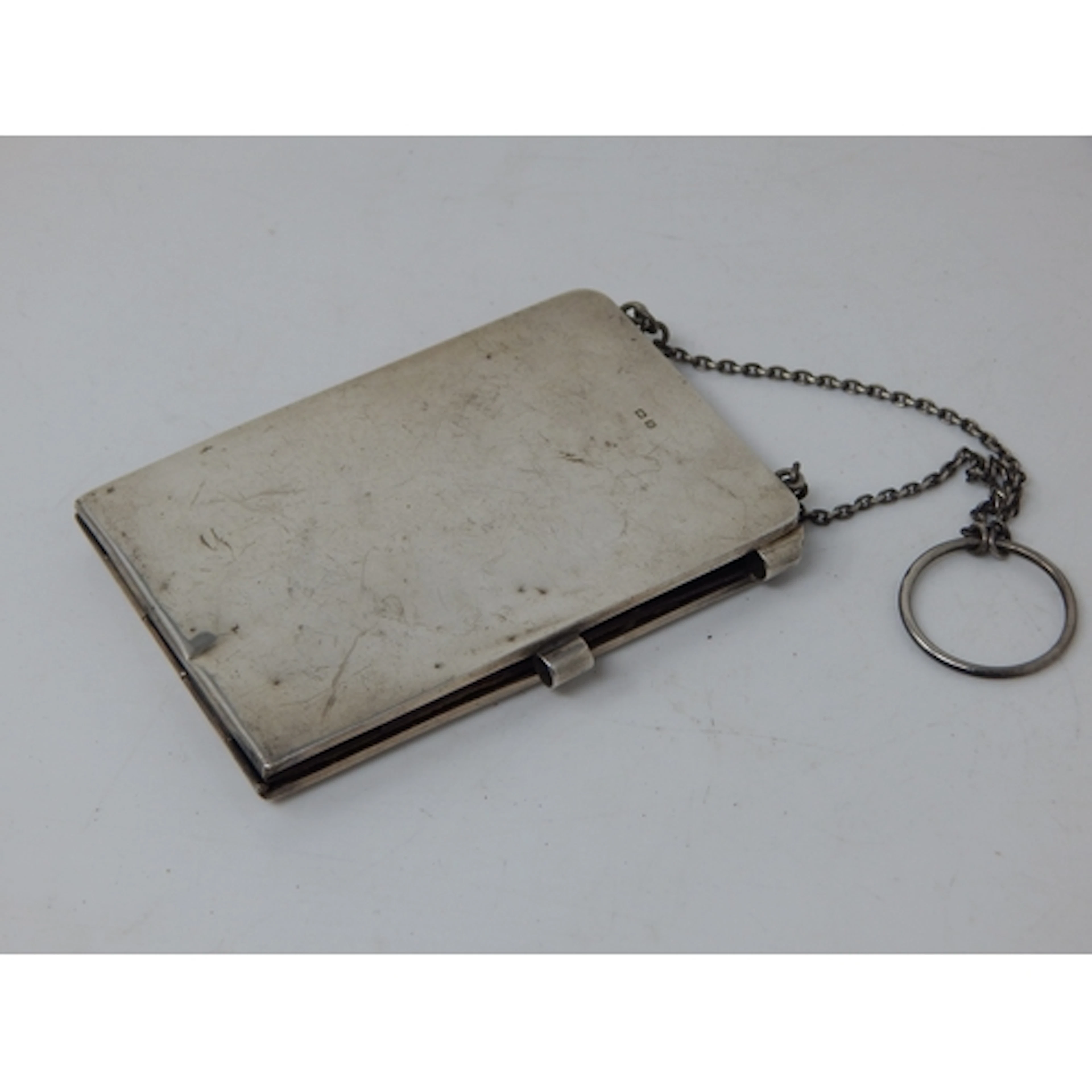 A Silver Ladies Evening Purse with Finger Chain & Burgundy L...