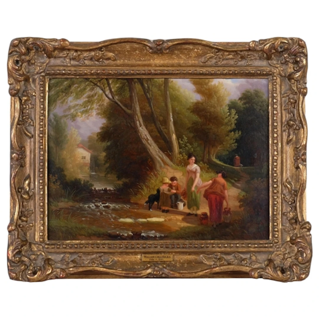 Wiiliam Collins (1788-1847), oil on panel, figures in woodla...