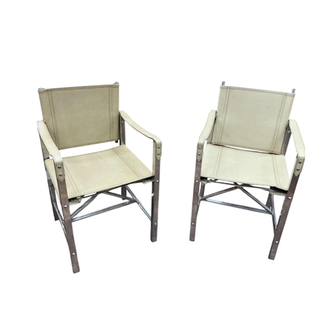 In the manner of Matteo Grassi, a pair of leather and chrome...