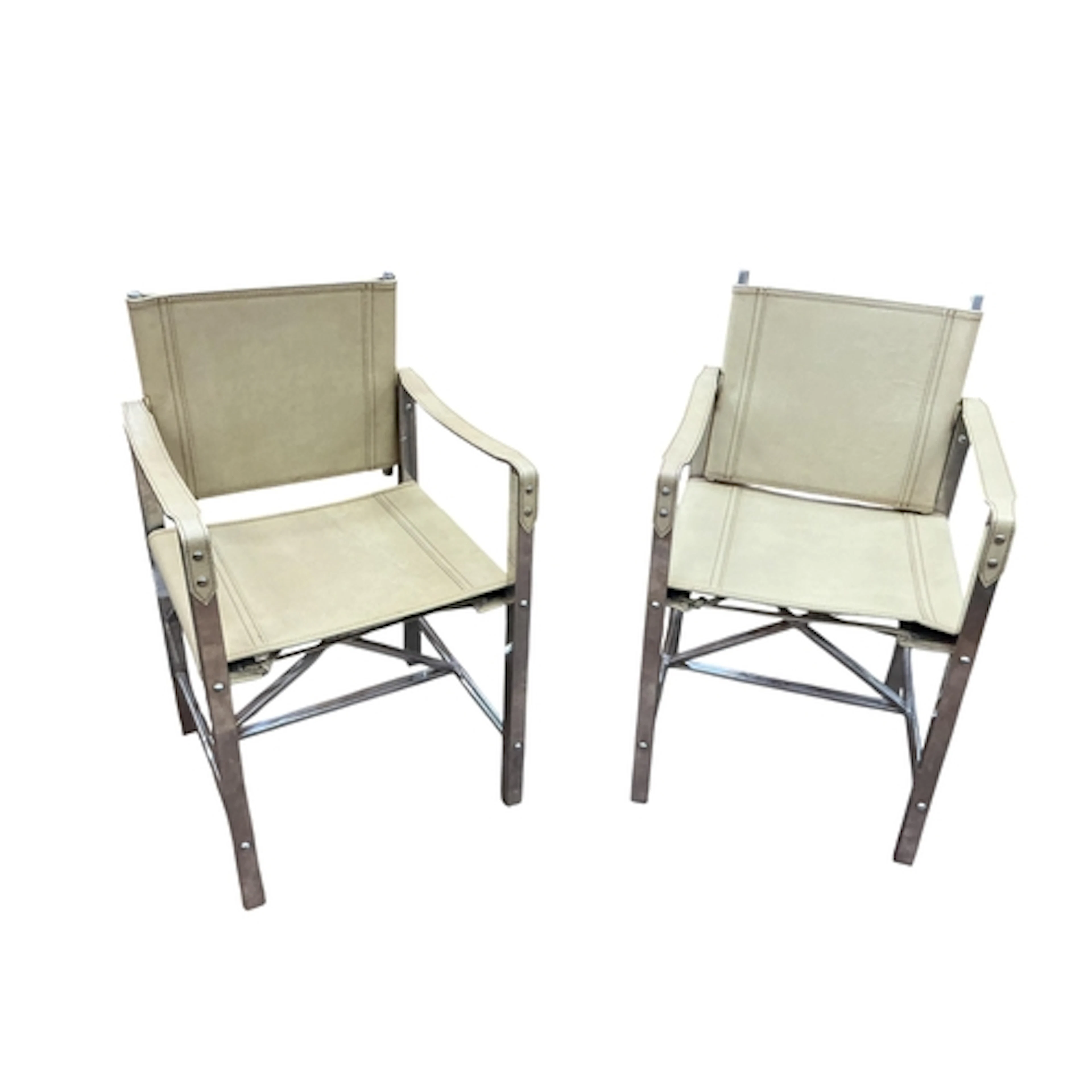 In the manner of Matteo Grassi, a pair of leather and chrome...