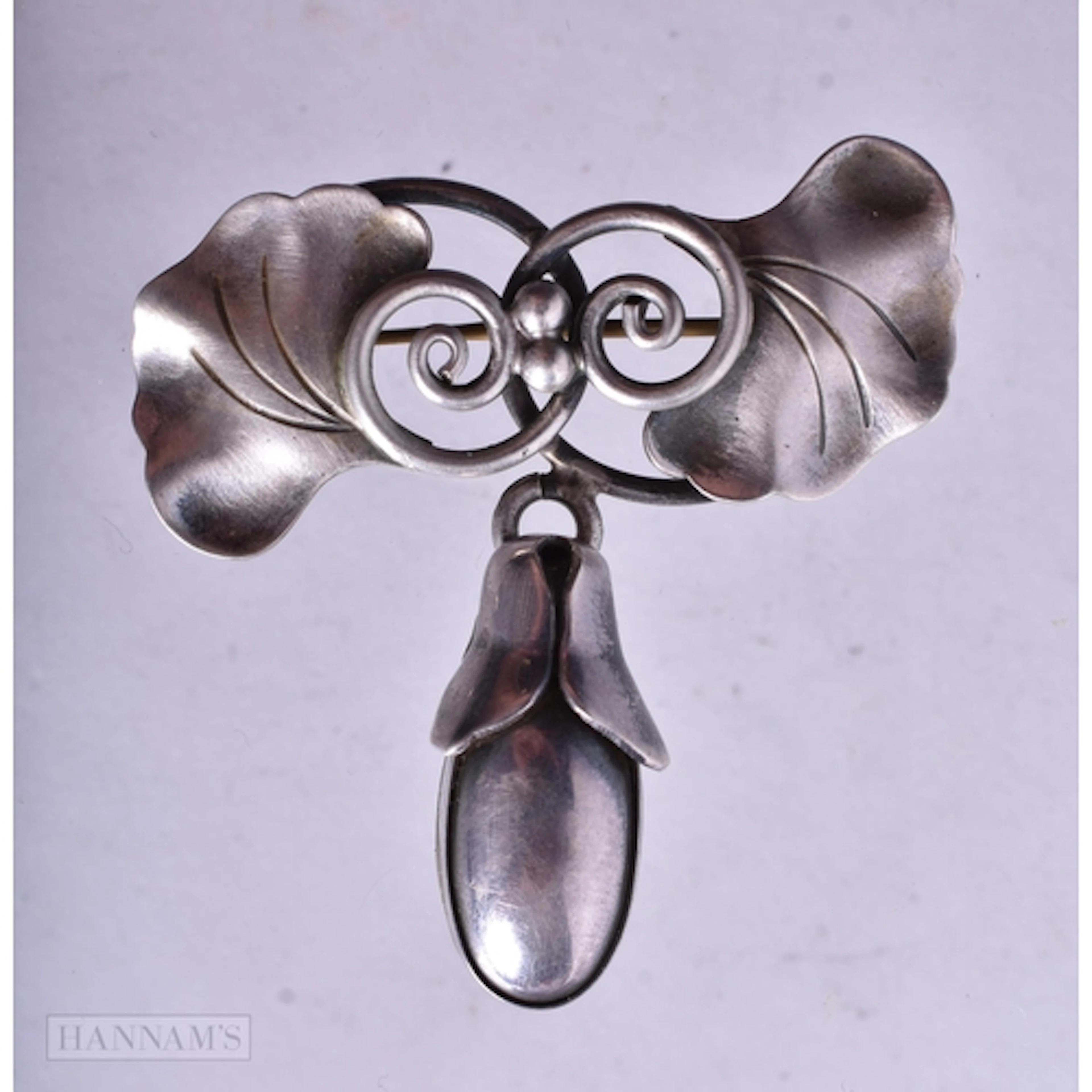 A George Jensen USA Hand Wrought Sterling Silver Curved Leaf...