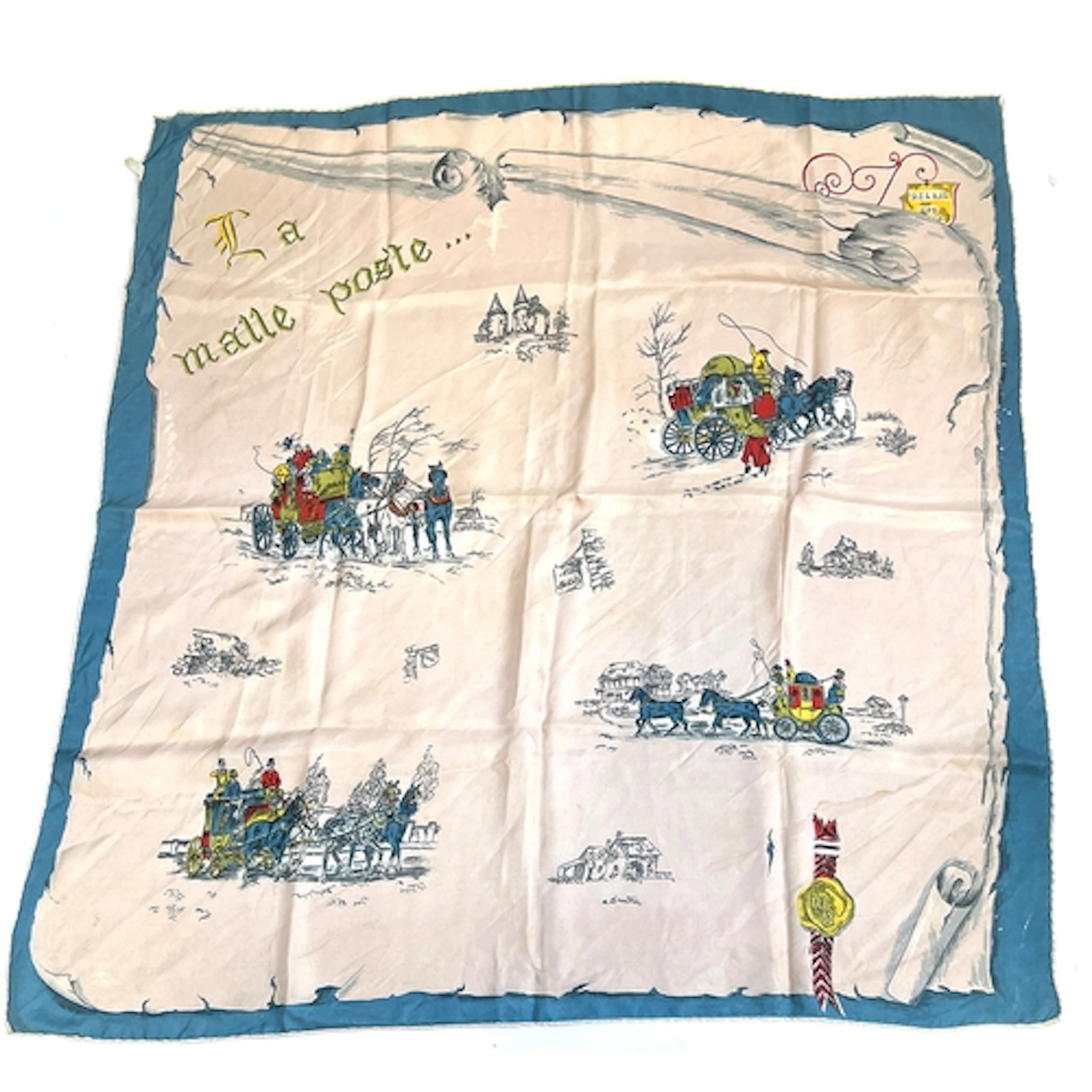 A Hermes style silk scarf 'La Malle Poste', 83x83cm