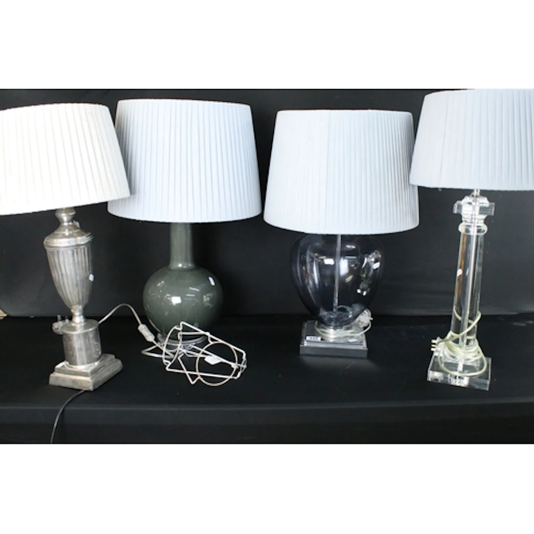 Group of four contemporary table lamps, to comprise one in t...