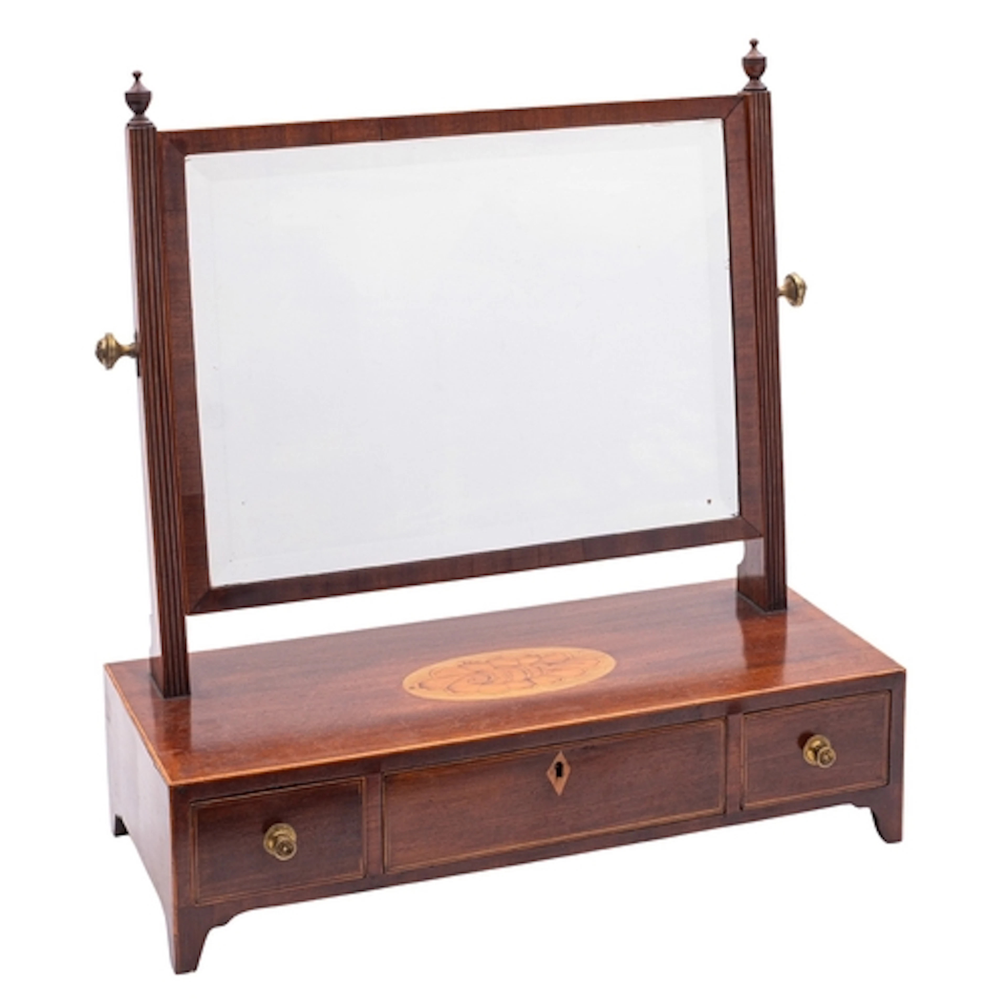 A Regency mahogany and marquetry dressing table mirror, earl...