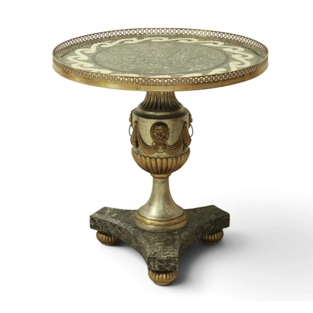 A PIETRA DURA ITALIAN STYLE CENTRE TABLE ON A CENTRAL PEDEST...