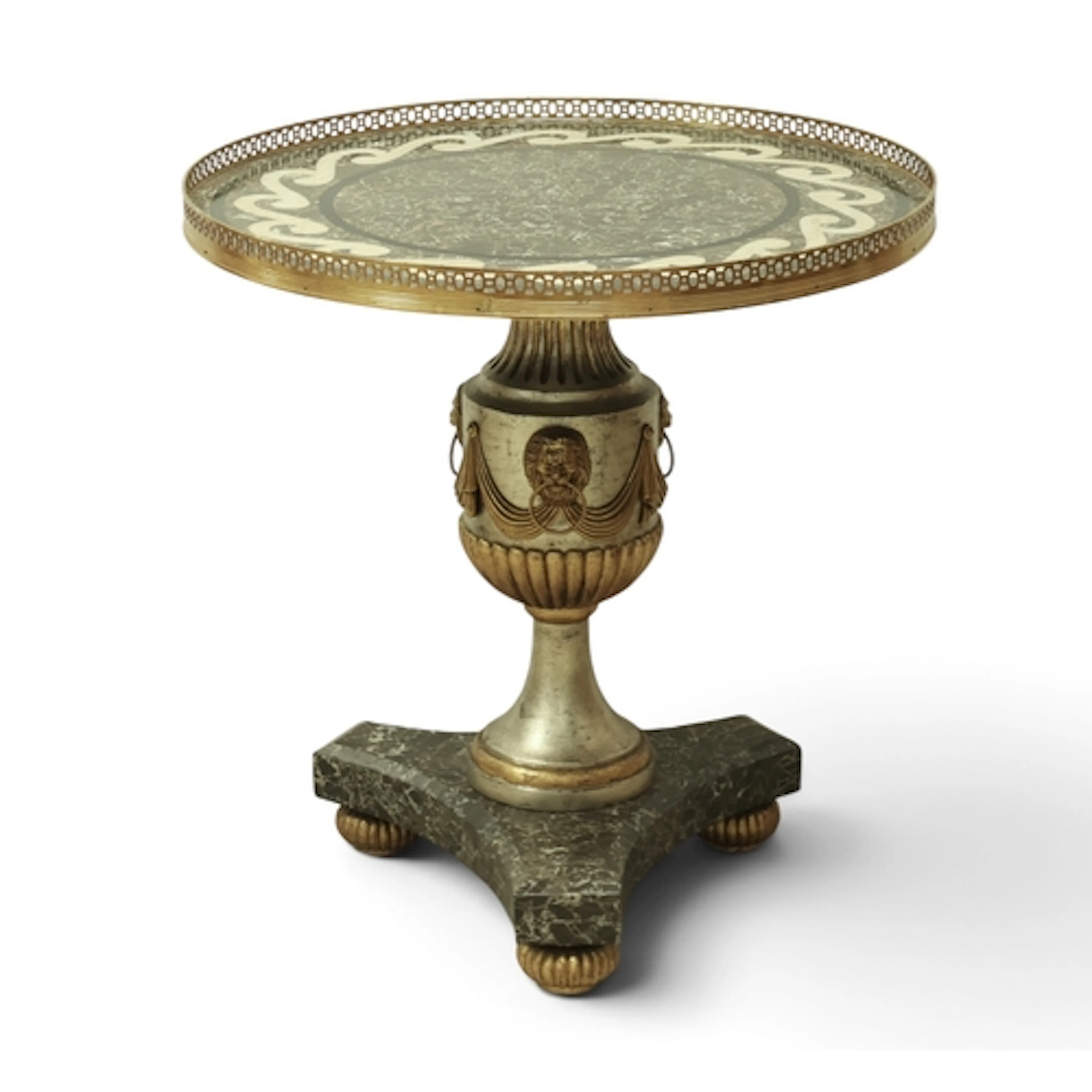 A PIETRA DURA ITALIAN STYLE CENTRE TABLE ON A CENTRAL PEDEST...