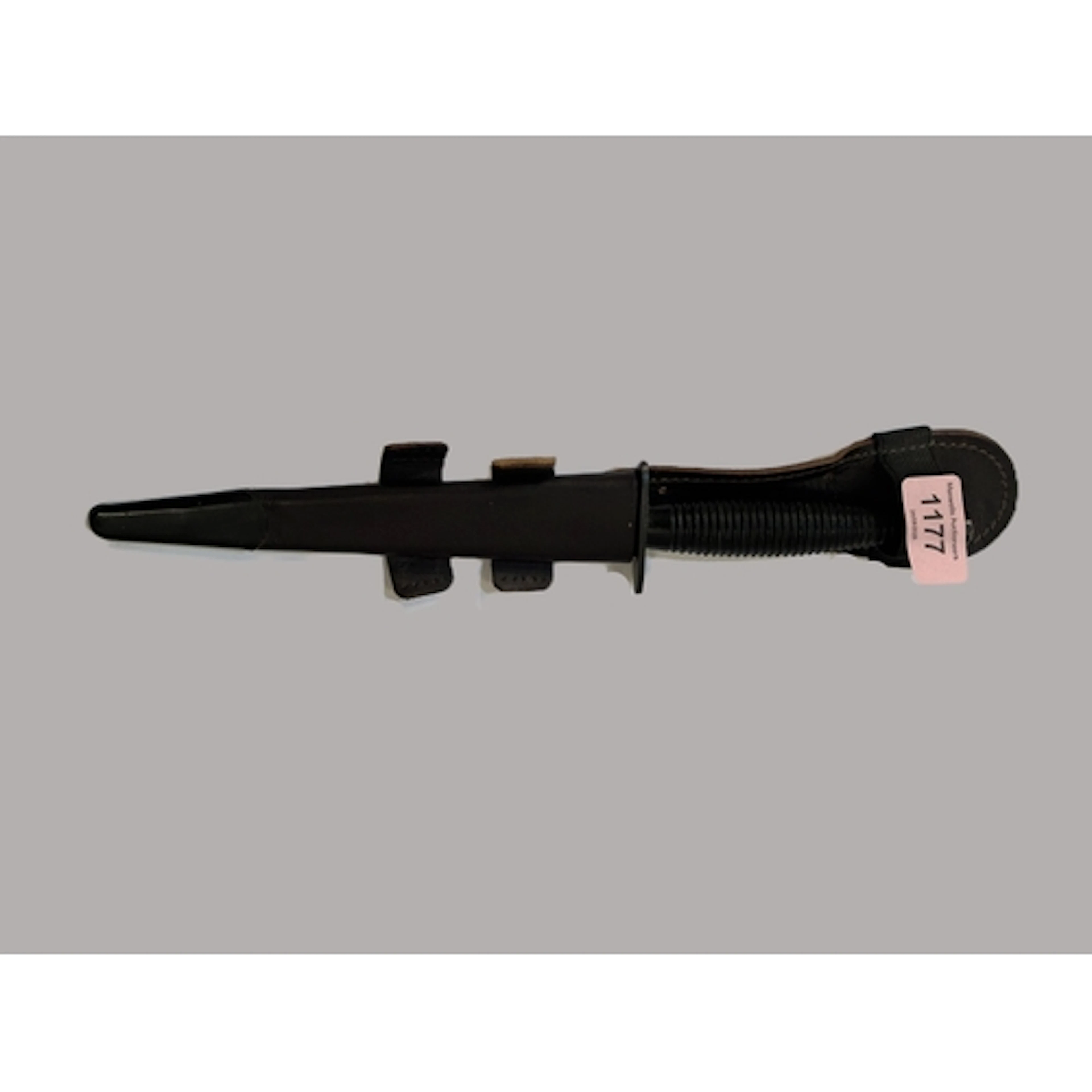 A post WWII Fairbairn Sykes Third pattern dagger with leathe...