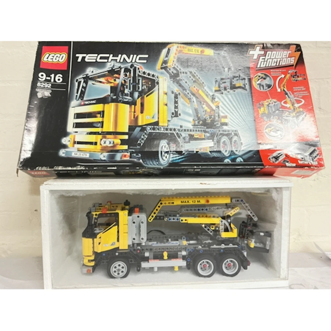 A Lego Technic Cherry Picker In Display Case #8292. With Man...