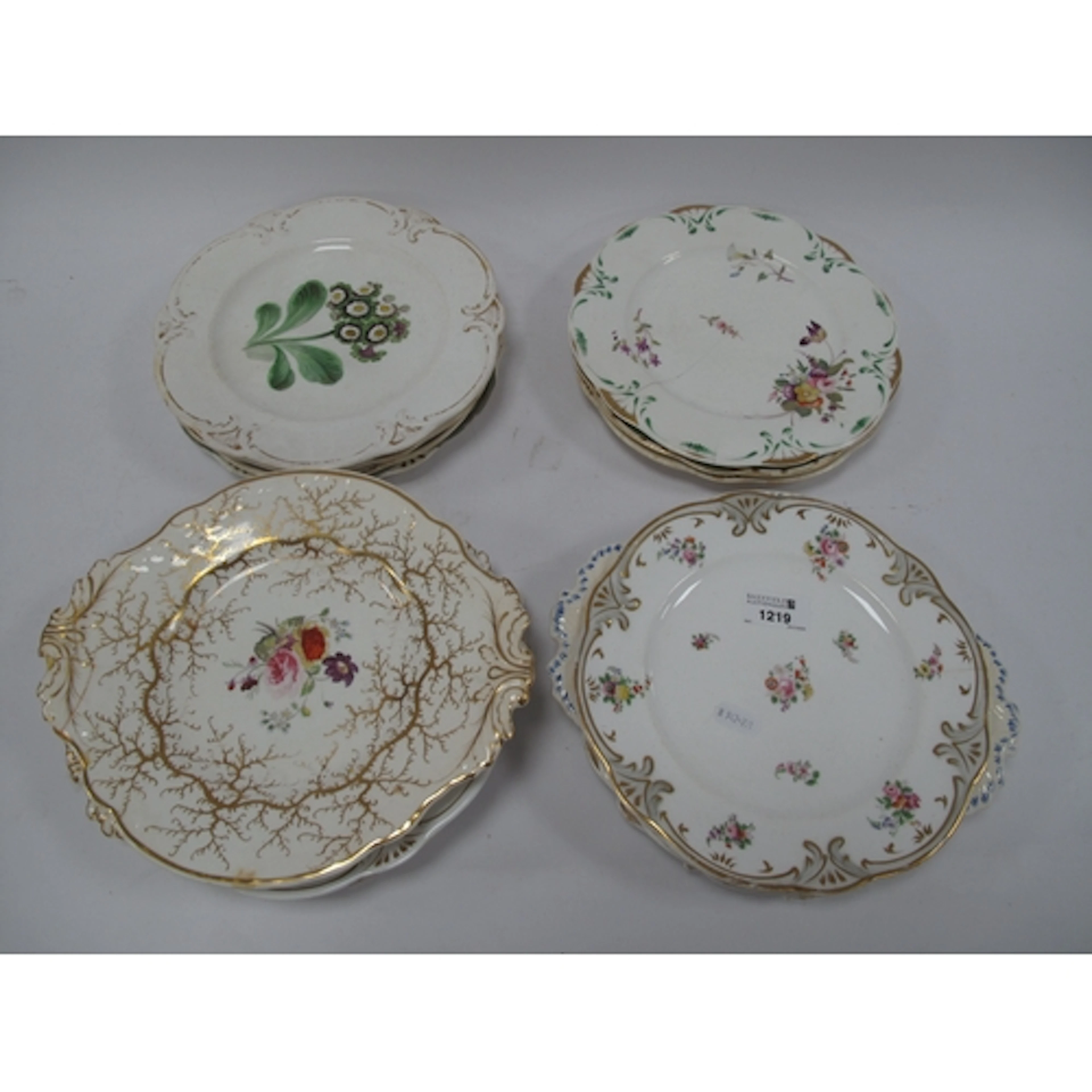 XIX Century Rockingham and Other Pottery Table Plates, hand-...