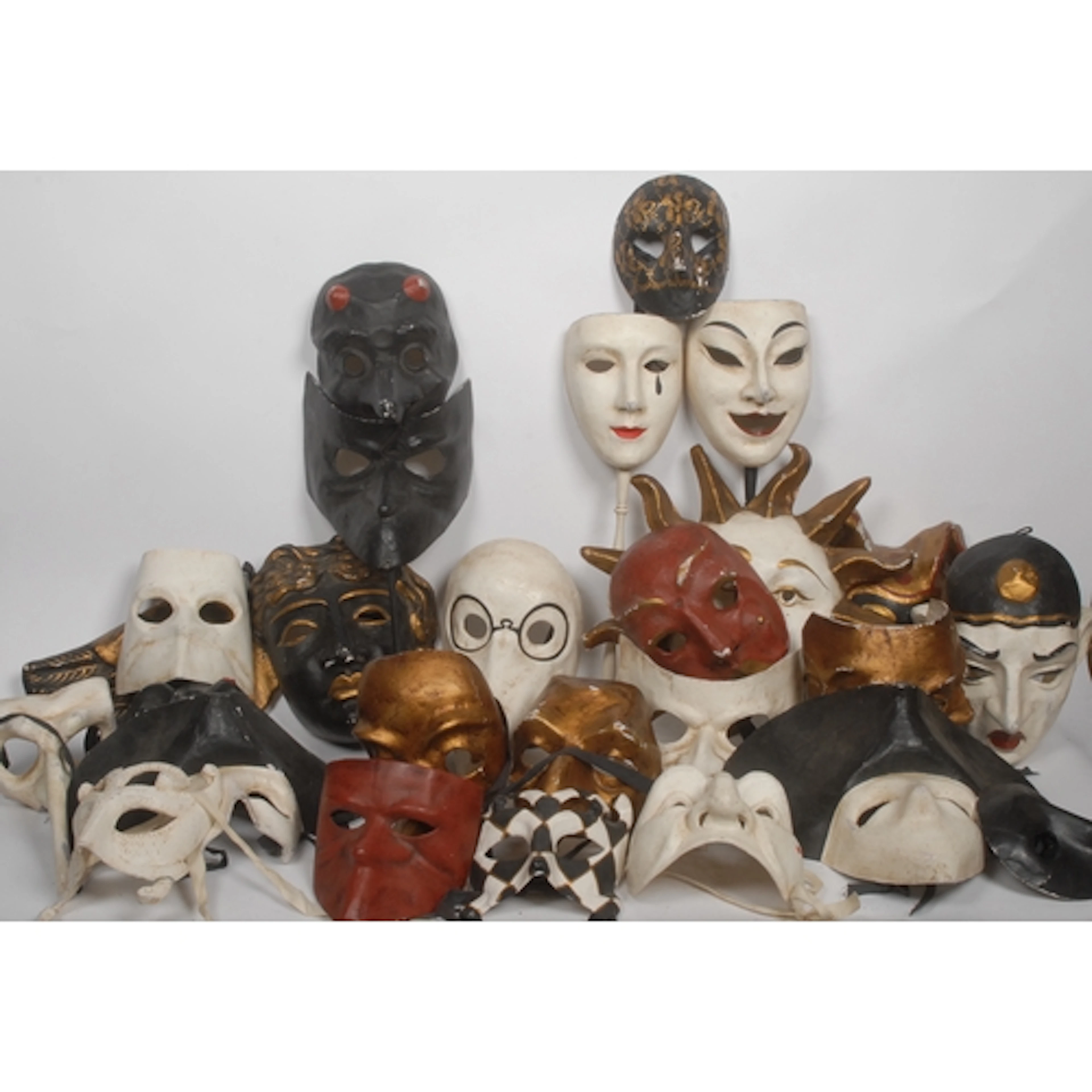 A collection of Venetian papier mache or cartapesta carnival...