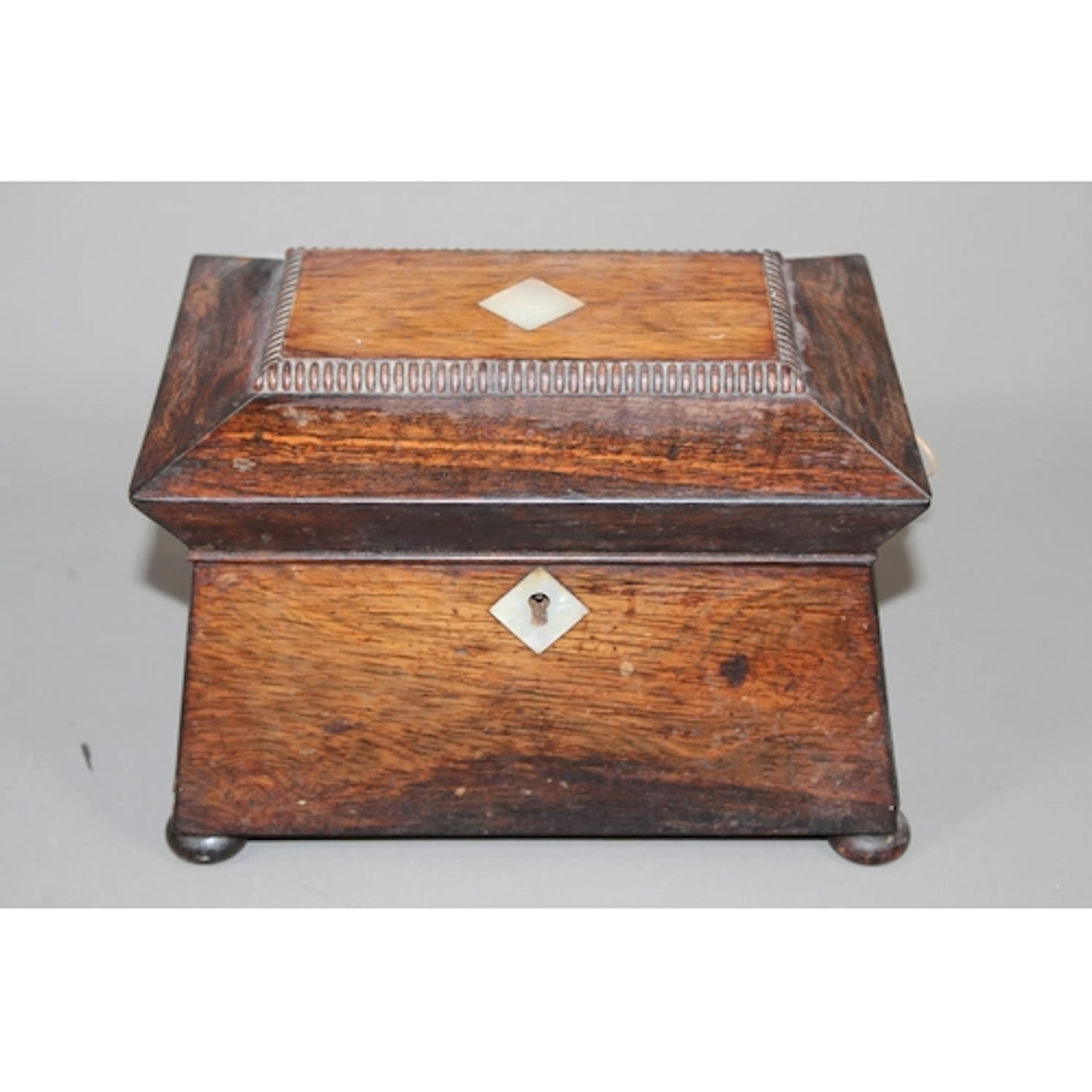 19th century rosewood sarcophagus tea caddy.