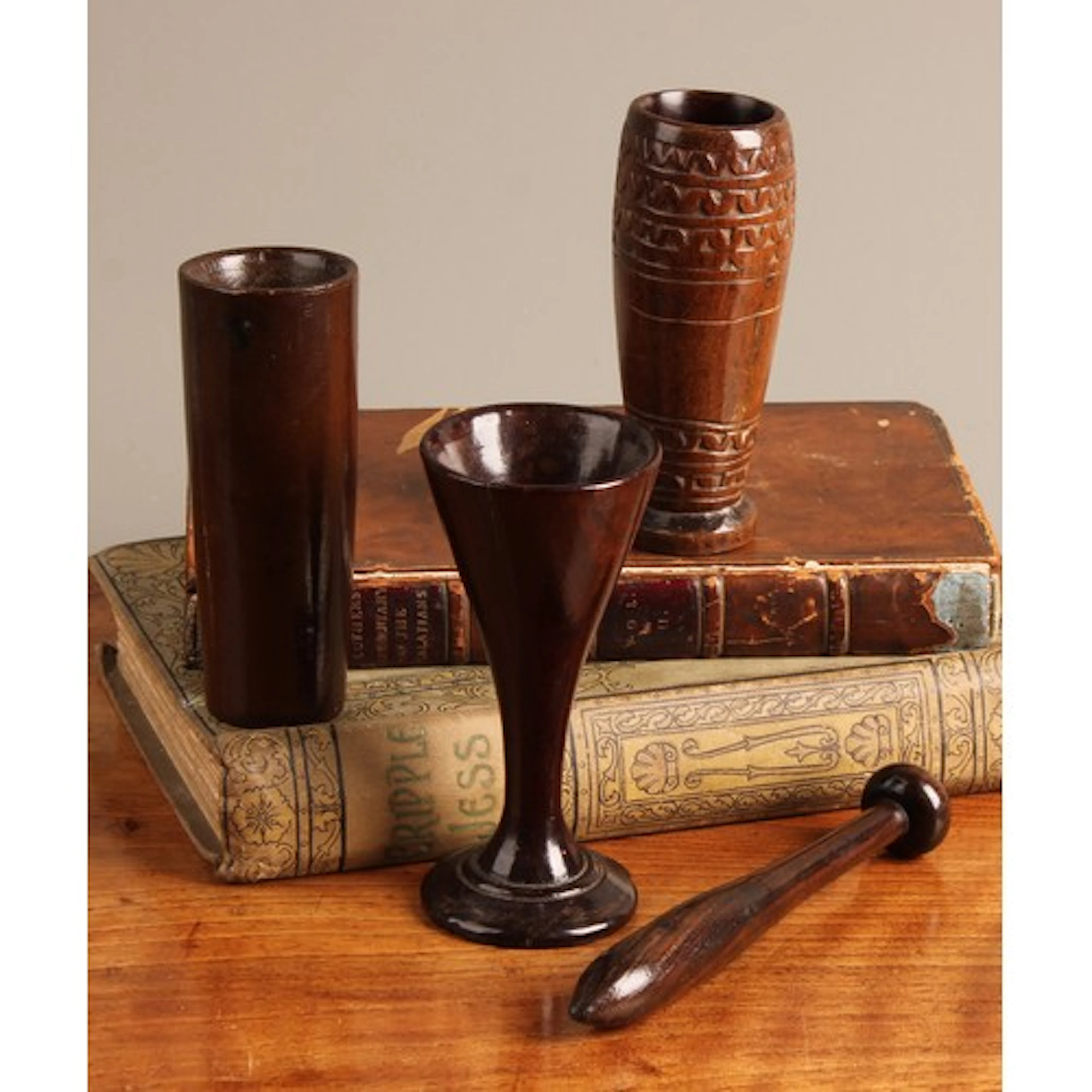 Treen - an early 19th century trumpet shaped pedestal snuff ...