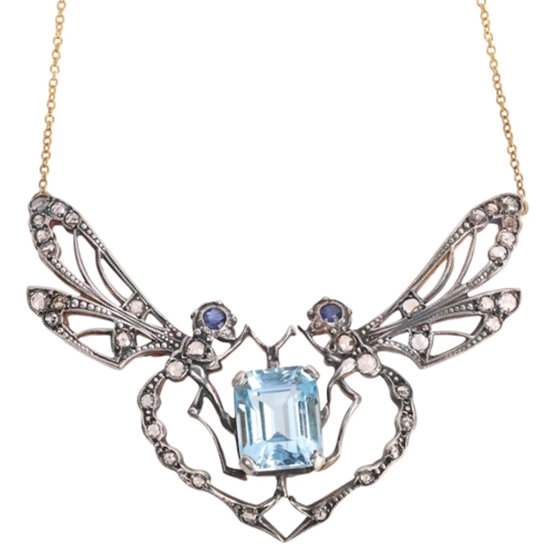 A Contemporary 18ct gold and silver aquamarine and diamond d...