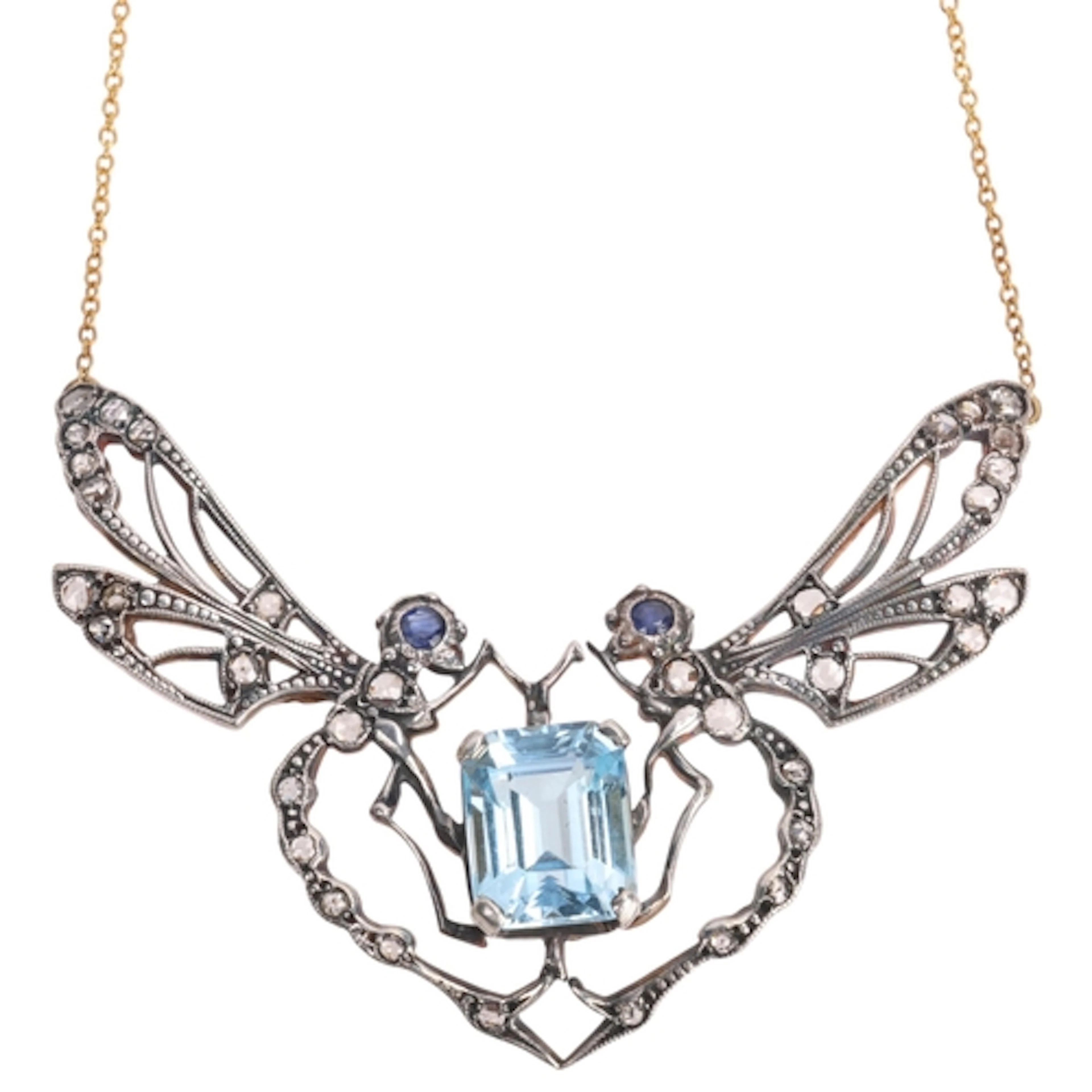 A Contemporary 18ct gold and silver aquamarine and diamond d...