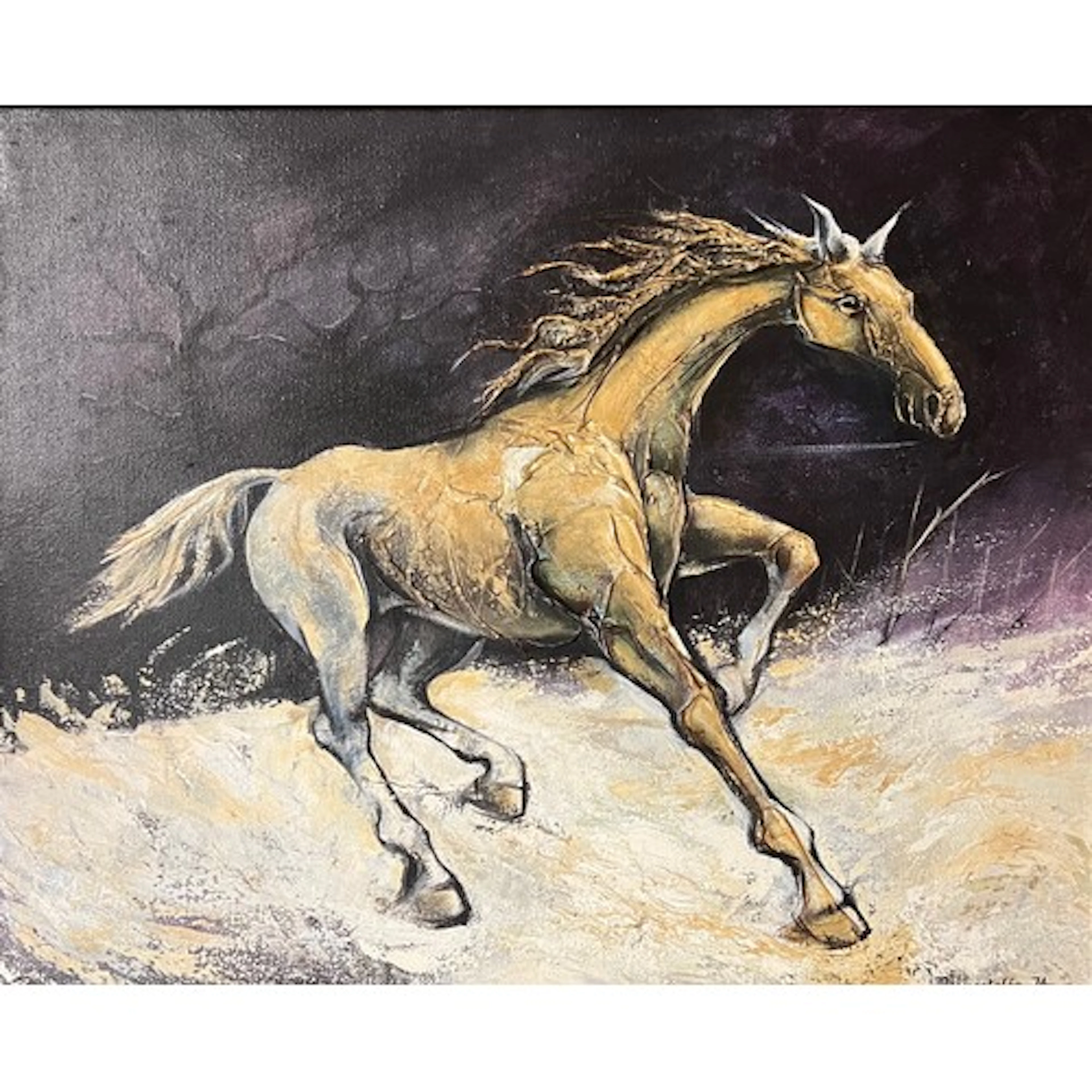 George Wagstaffe (British, b.1939), Horse running in snow, ...