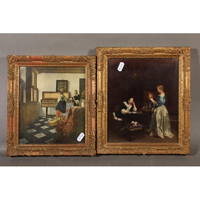 AFTER JOHANNES VERMEER, The Music Lesson, print, 22cm x 18cm...