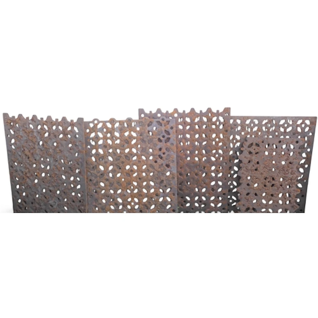A lot of 12 assorted ecclesiastical cast iron floor grates w...