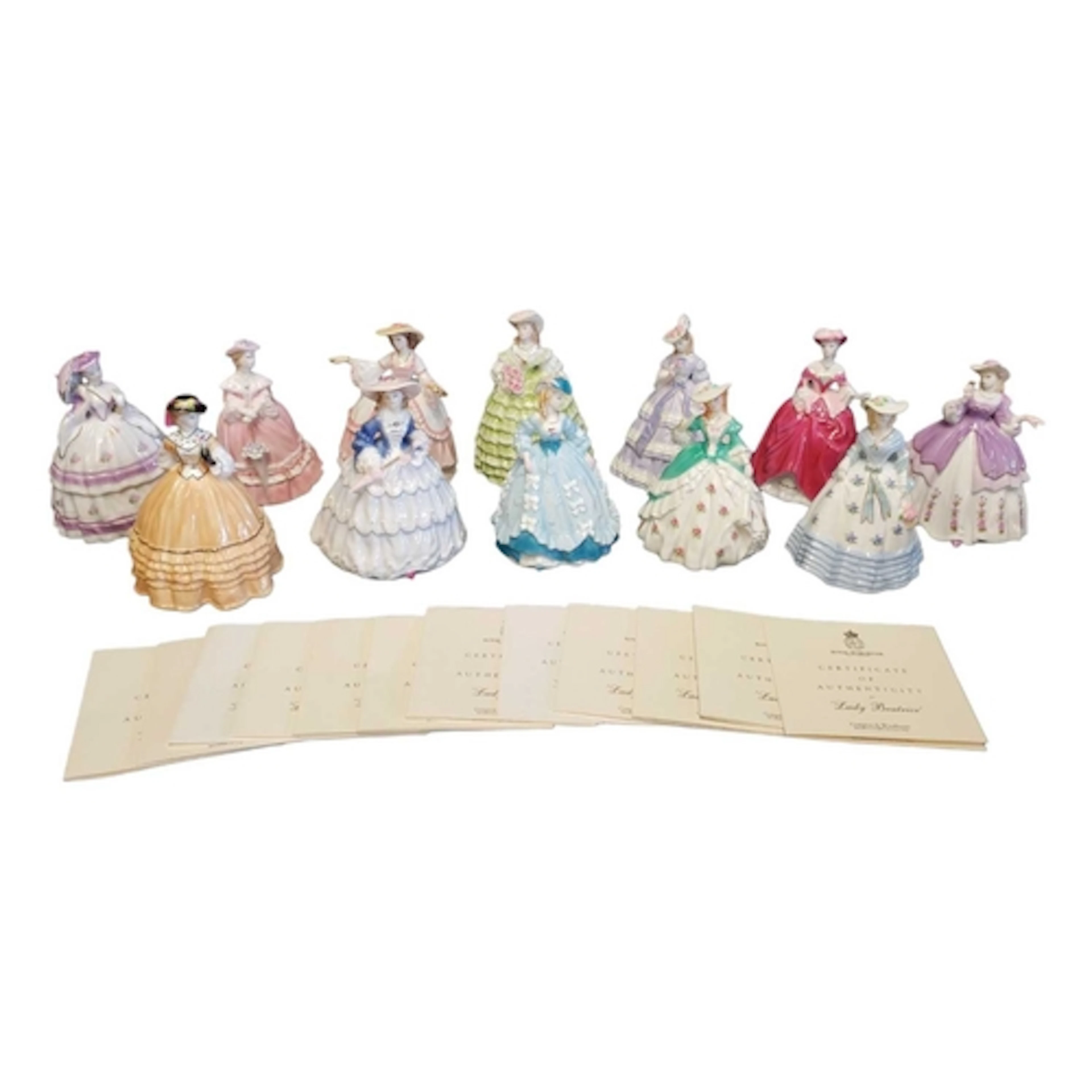 Royal Worcester - Twelve 1990s china Fashionable Victorian f...