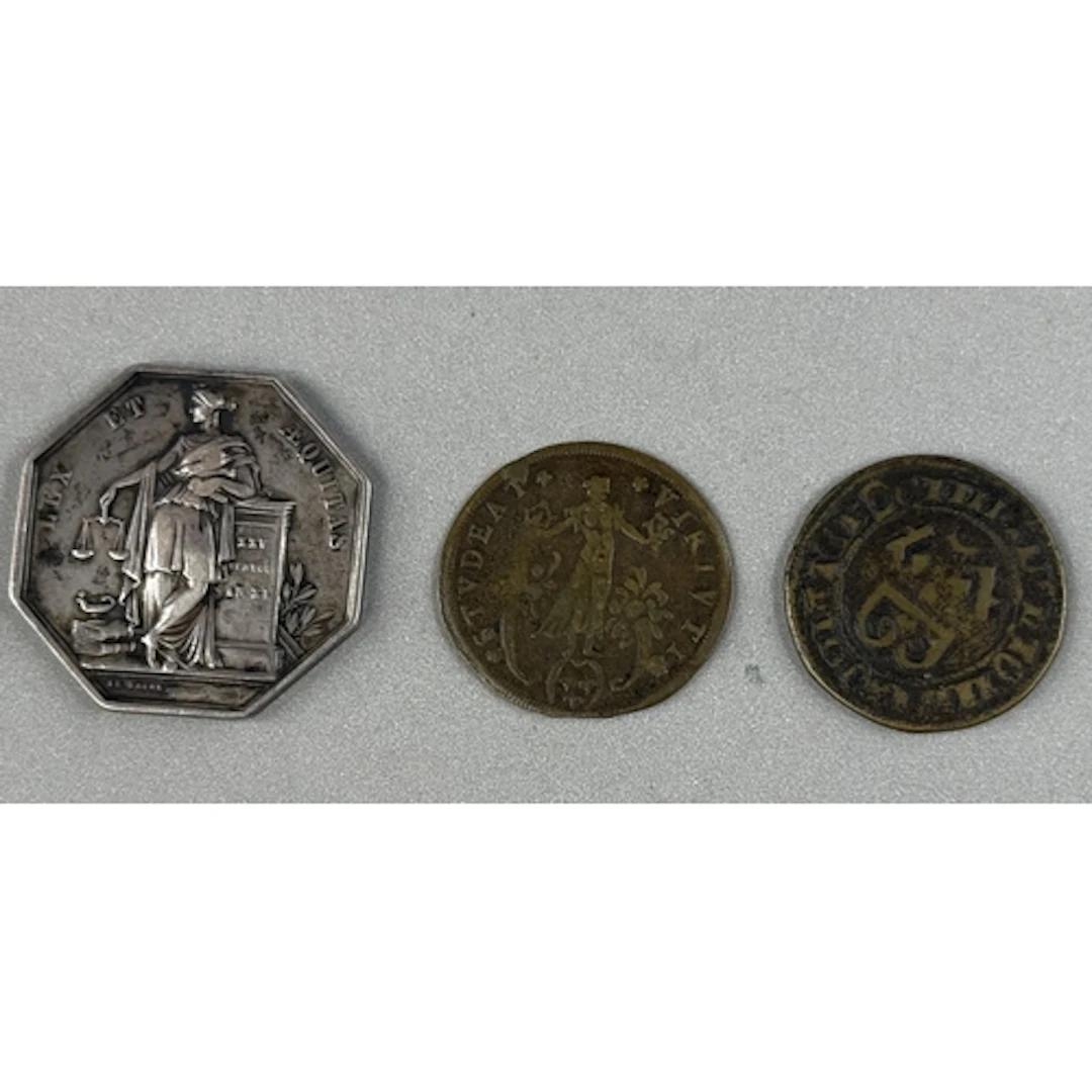 Tokens: 19th century silver French notary tokens, 31 grams....