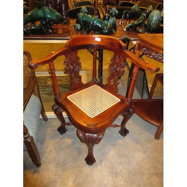 Chinese Carved Wood Corner Chair