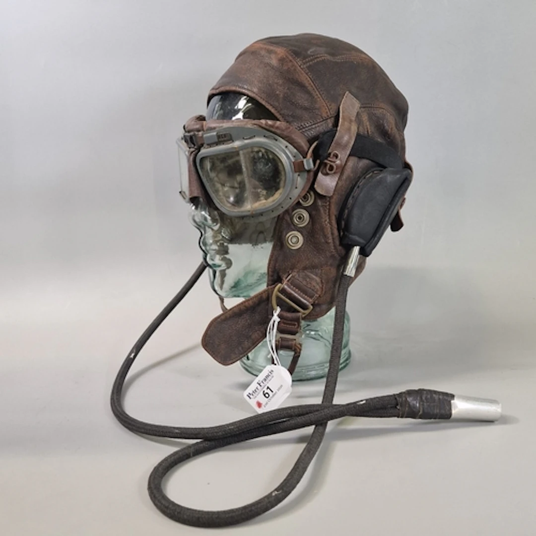 WW2 Royal Air Force (RAF) Type C flying helmet with headphon...
