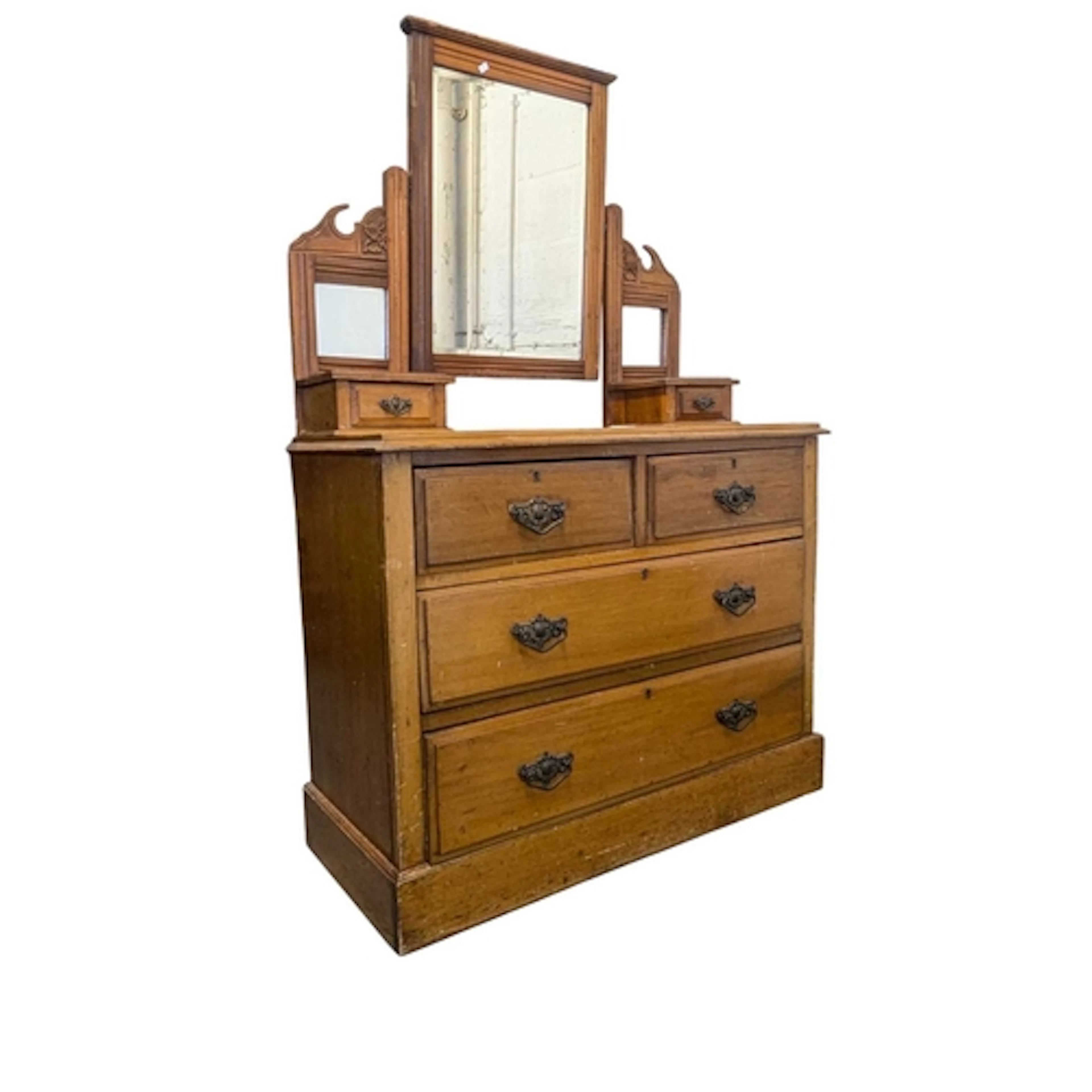 An early 20th century Edwardian circa 1900s satin walnut dre...