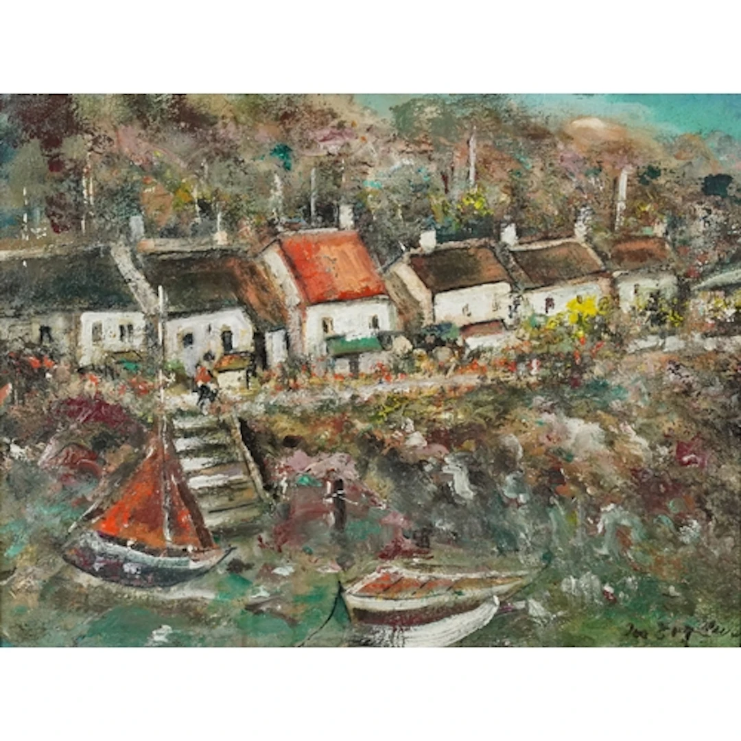Ira Englefield - Coastal scene, signed, framed, 44cm x 60cm.