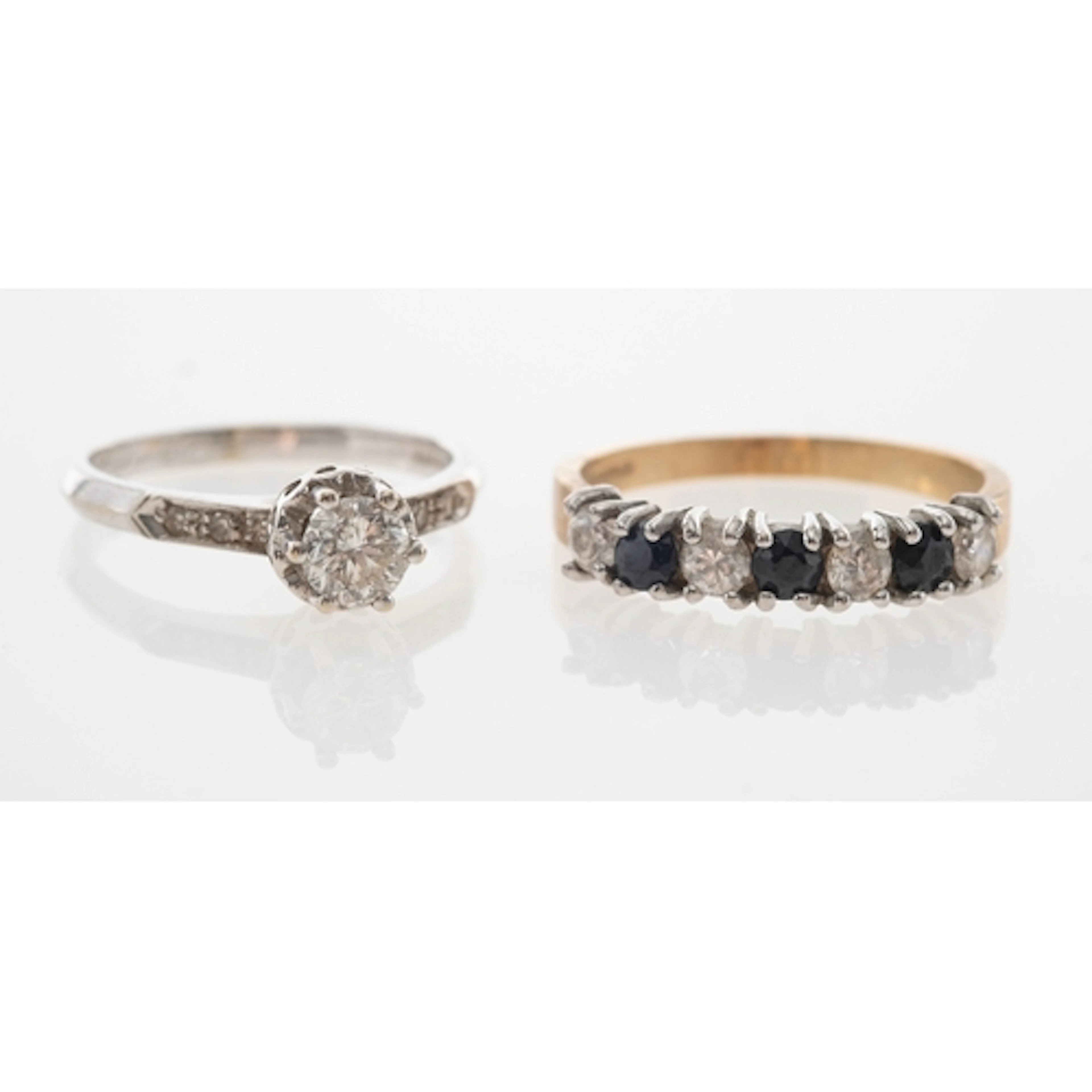 A hallmarked 18ct white gold and diamond solitaire ring, wit...