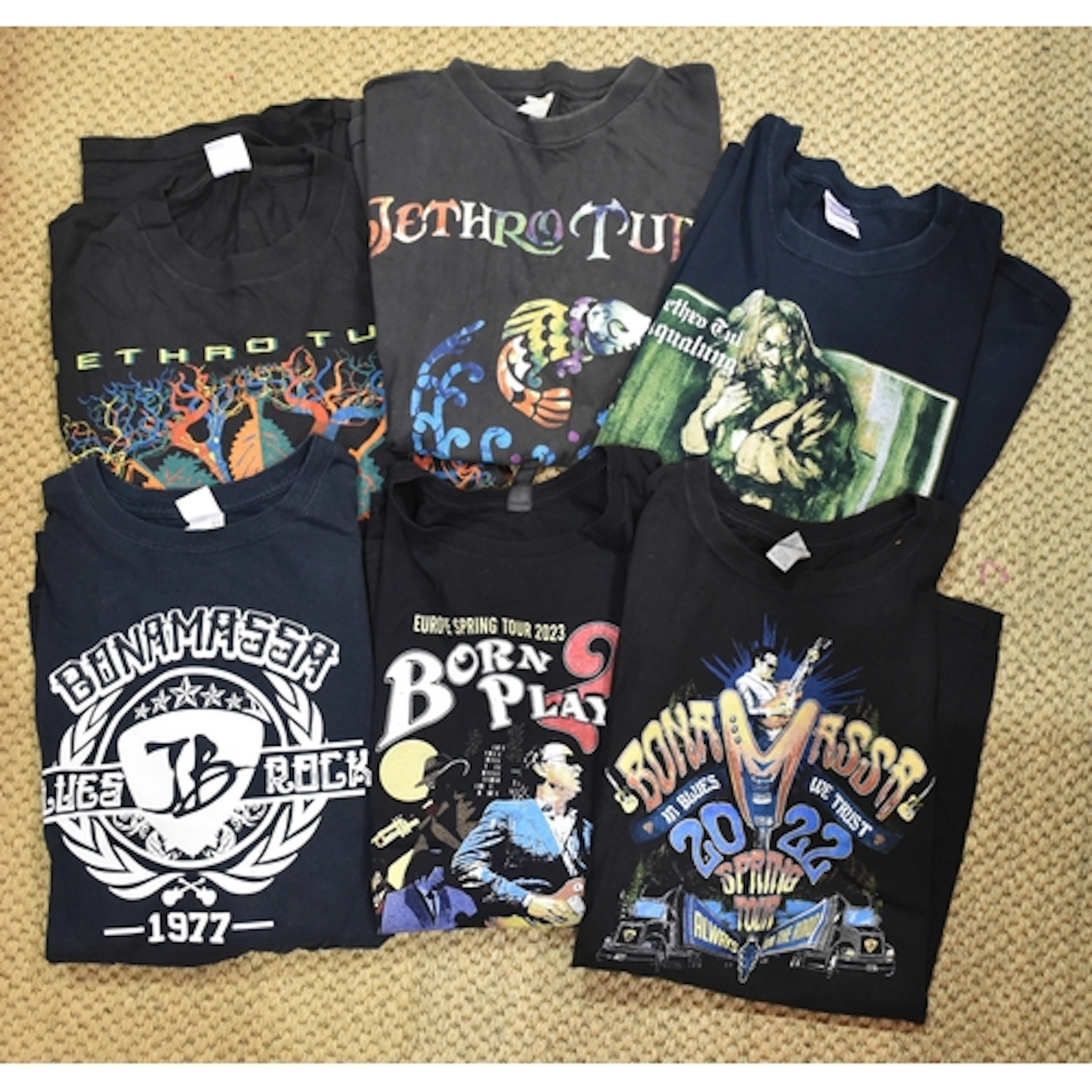 Jethro Tull, a collection of six tour T-shirts: Catfish Risi...