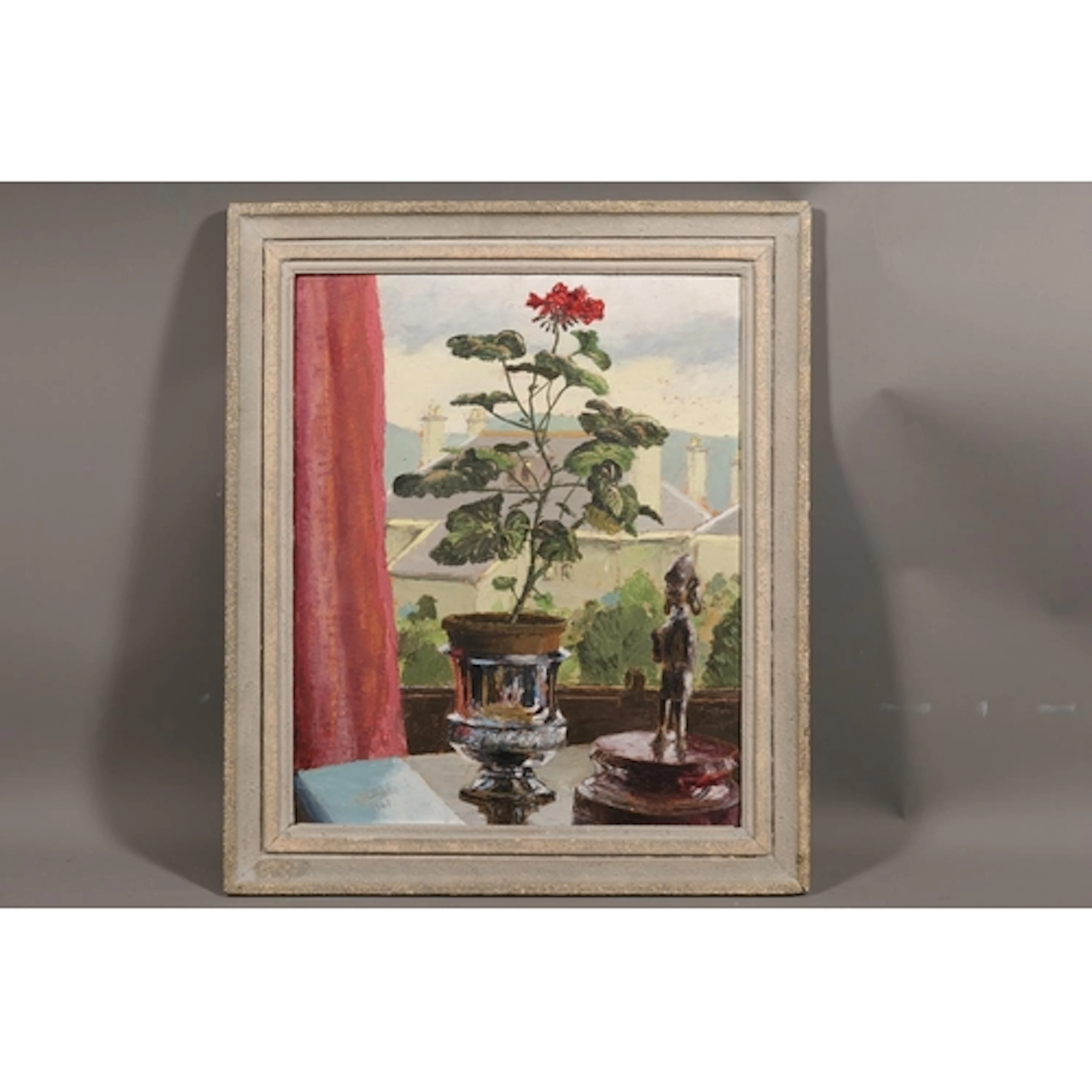 IAN PHILLIPS, Geranium, oil painting on board, signed and da...