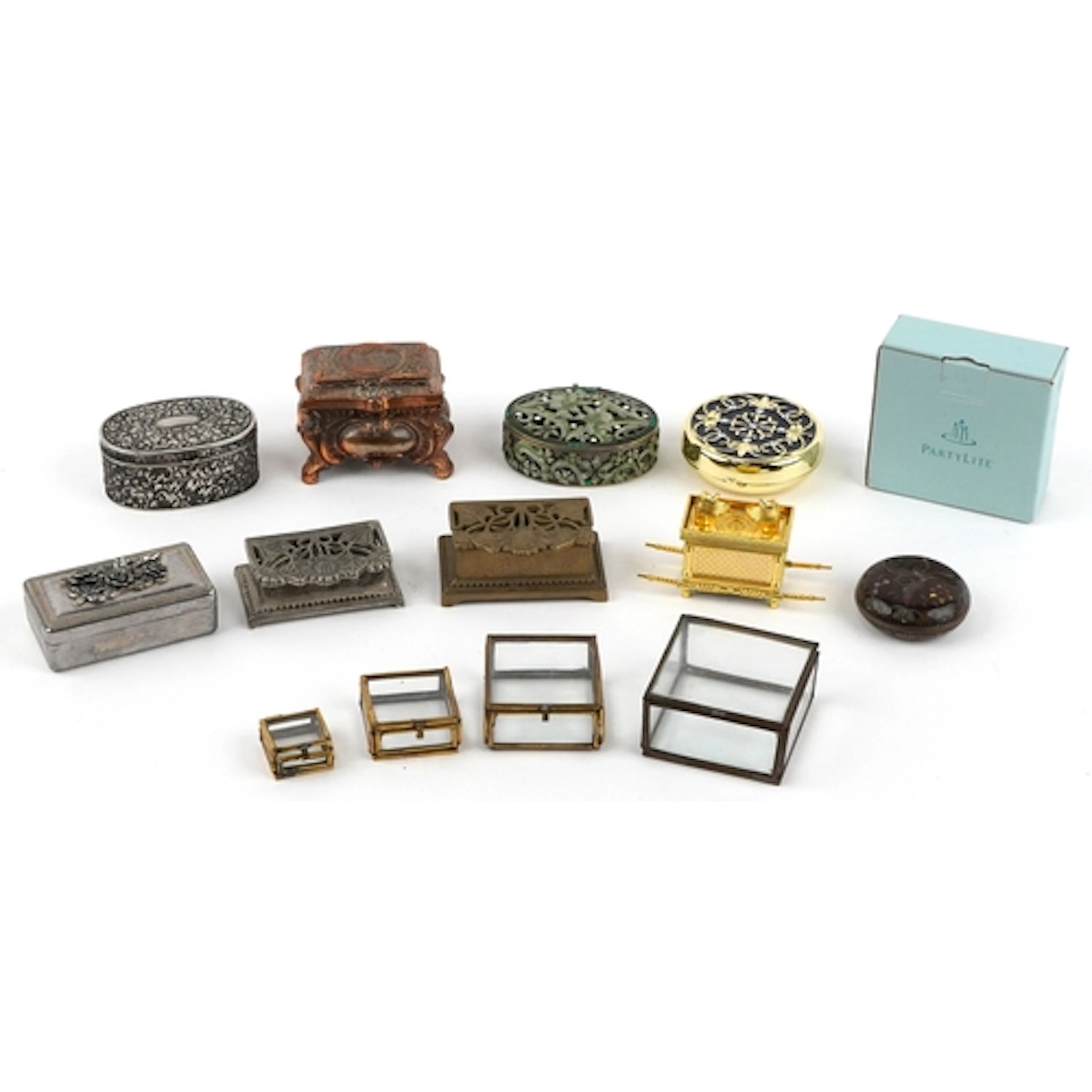 Collection of trinket boxes including a Japanese cloisonné e...