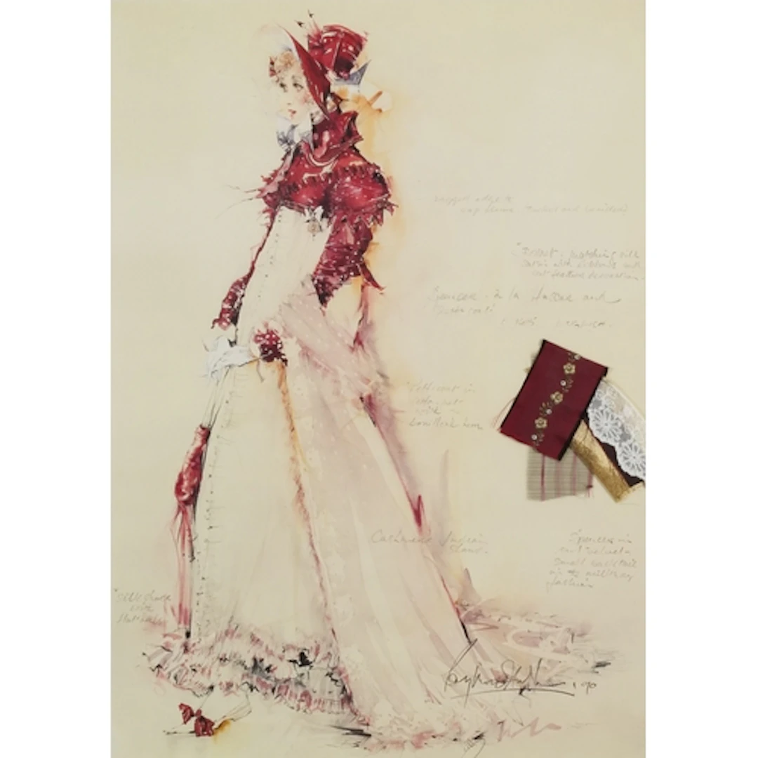 Raymond Wansker Hughes - Costume design print, pencil sign, ...