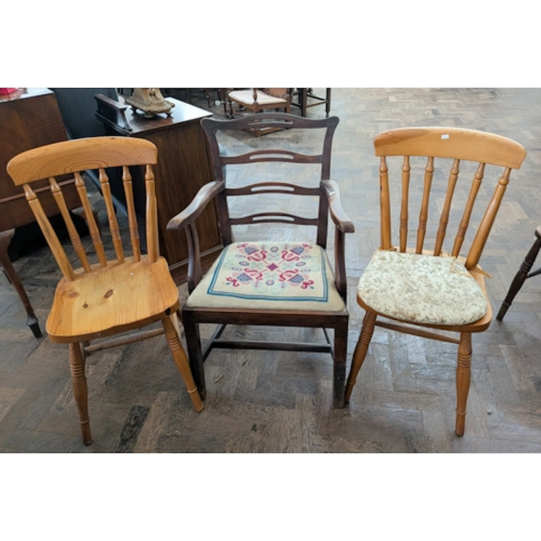 Four various Windsor dining chairs and a Georgian style maho...