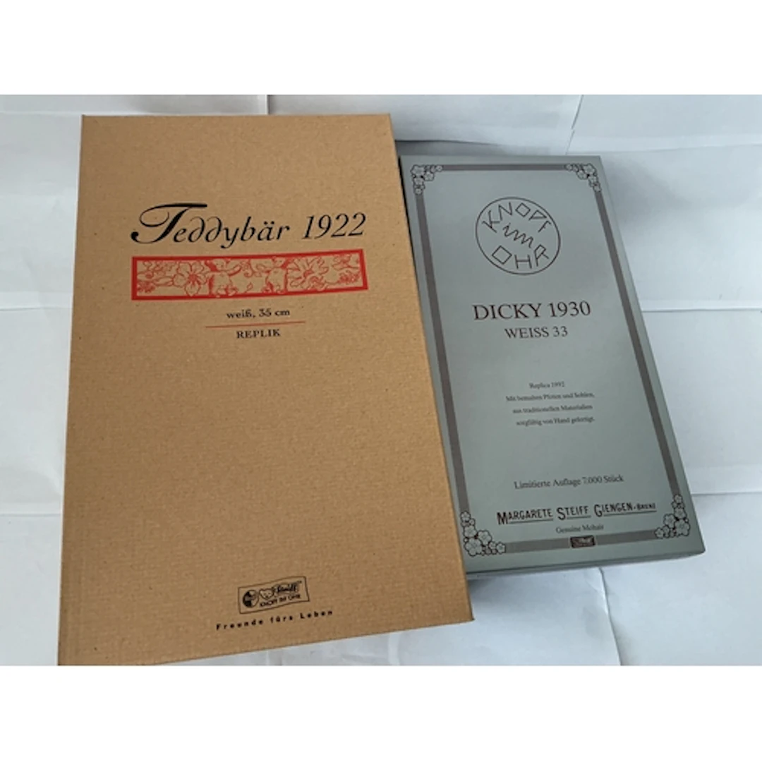 Two Boxed Steiff Teddy Bears. One White 35 1922 Replica. One...