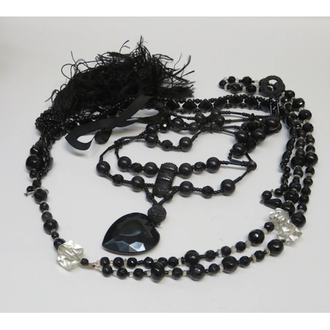 Group of three jet and bead necklaces