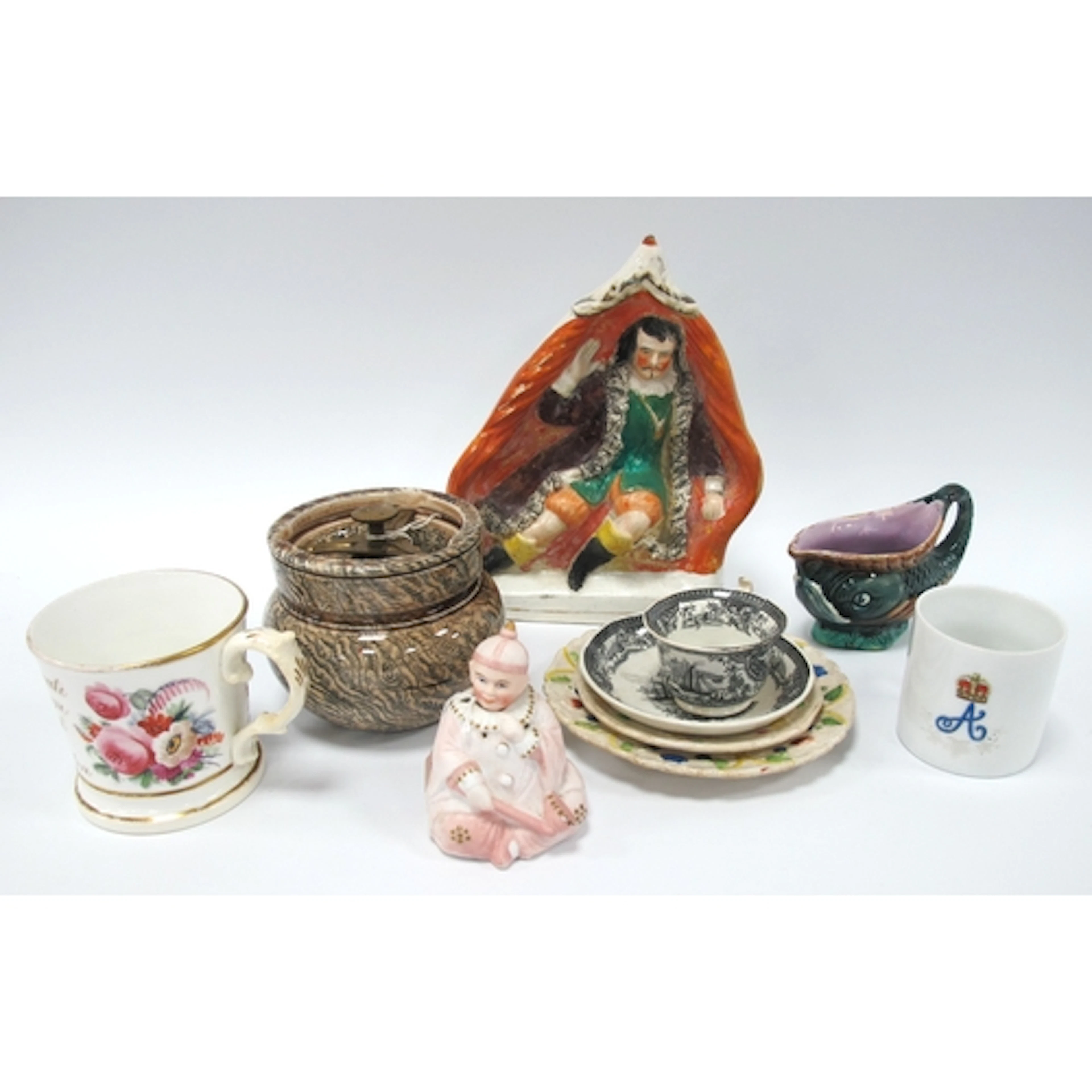 Early XX Century Pottery Tobacco Jar, XIX Century 'A Word of...