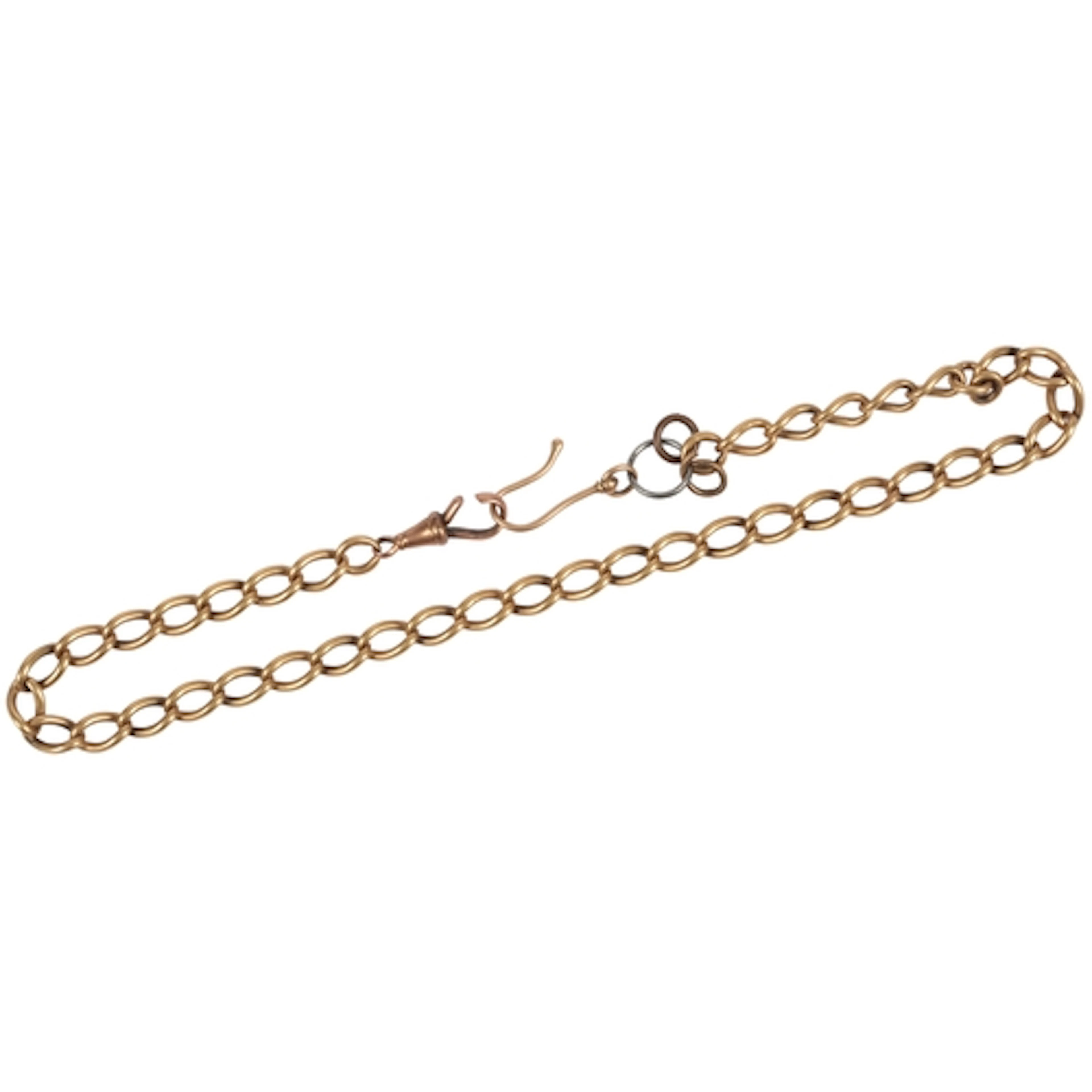 A gold watch chain, early 20th century, of curb linking in g...
