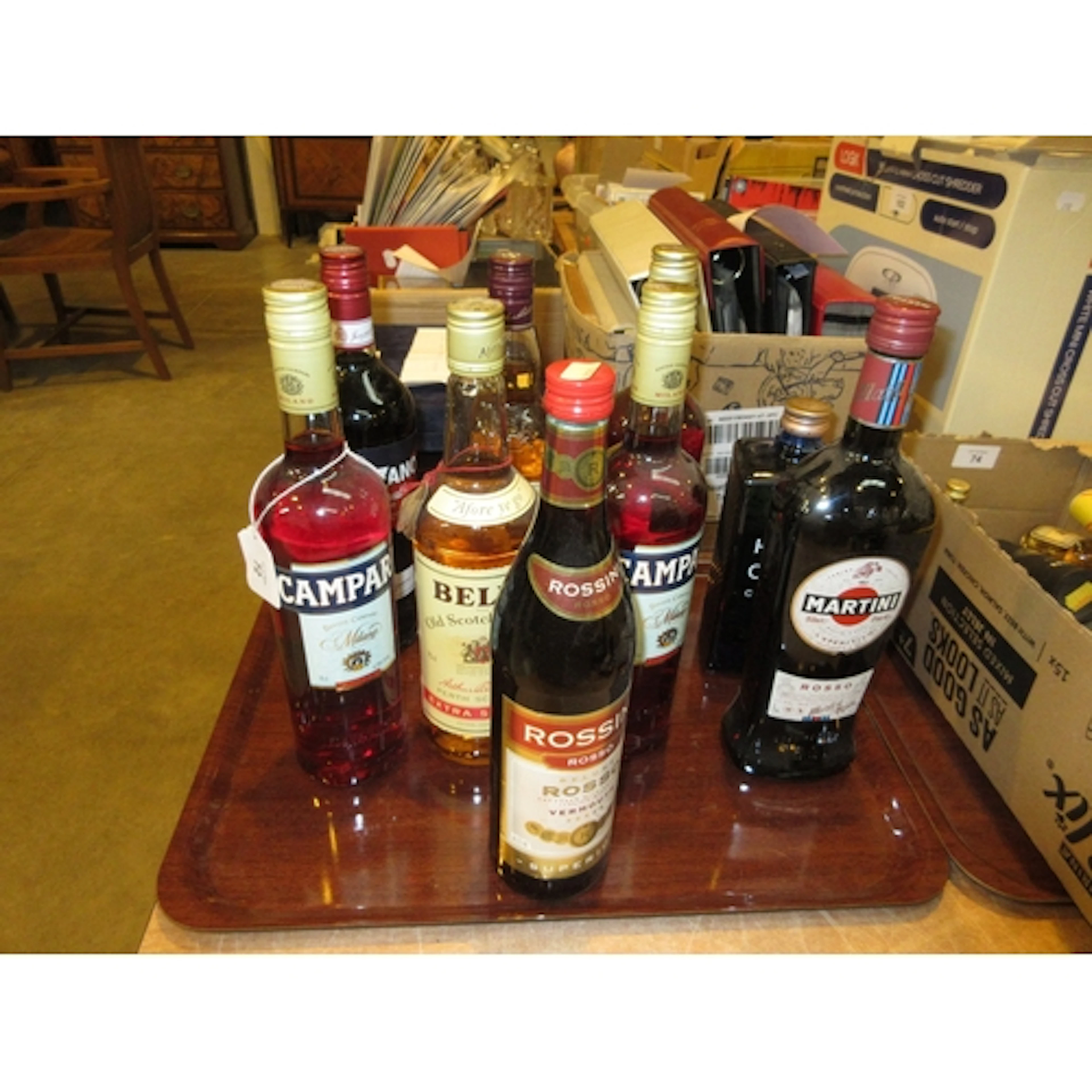 Nine Bottles including 2 Bells Whisky, Haig Club, 3 Campari,...