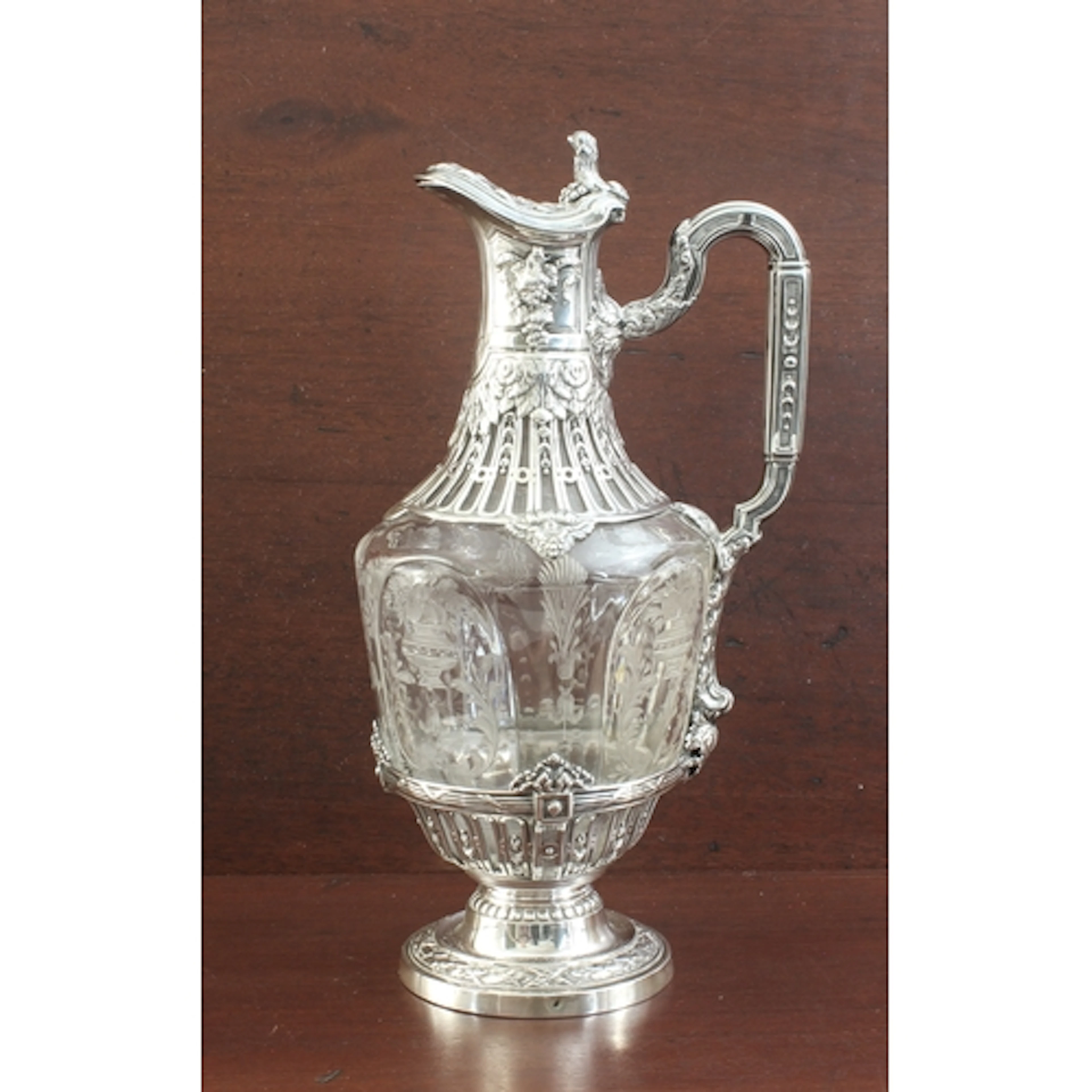 A fine late-Victorian silver and 'rock crystal' glass claret...