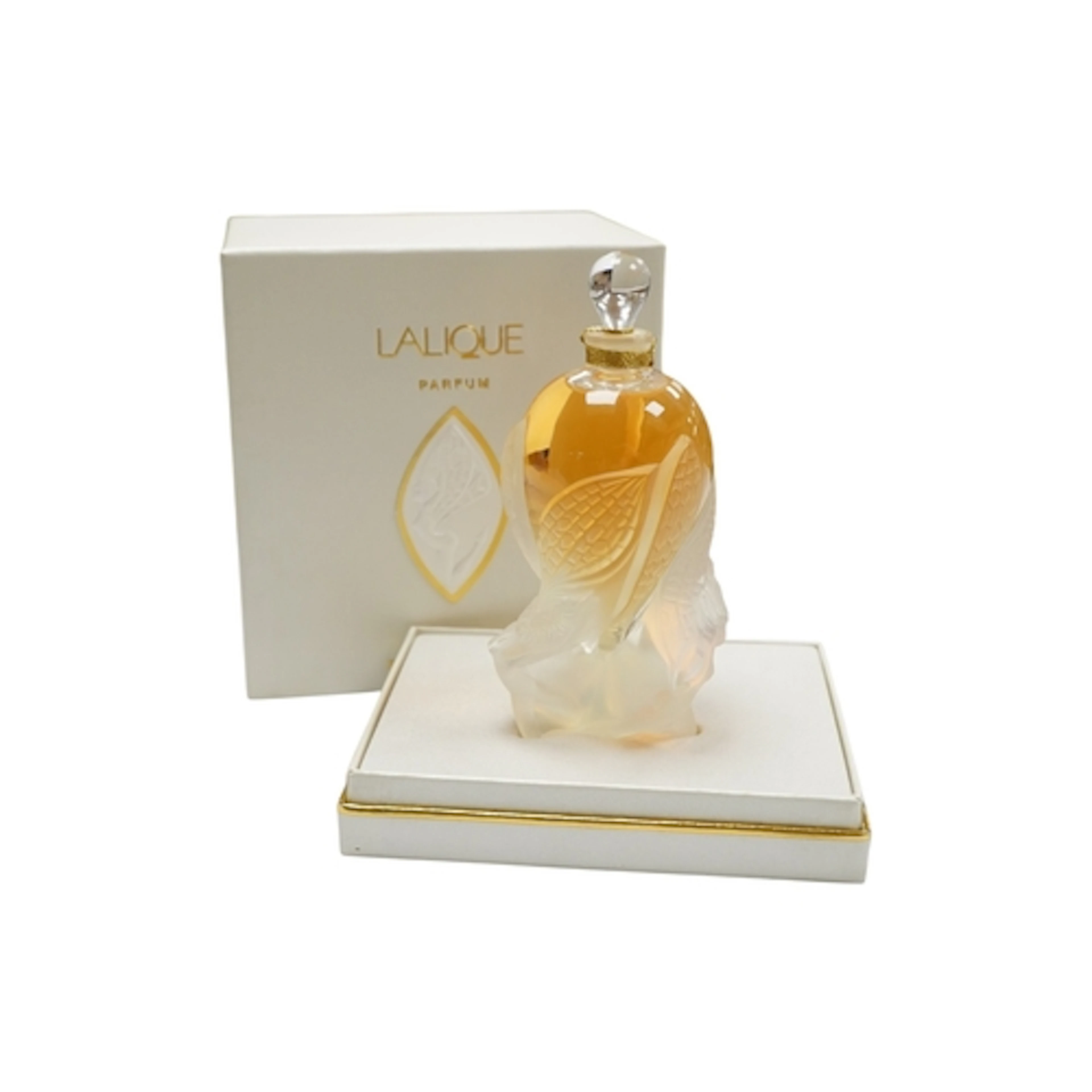 A Lalique 'Les Elfes' perfume bottle with contents, flacon c...