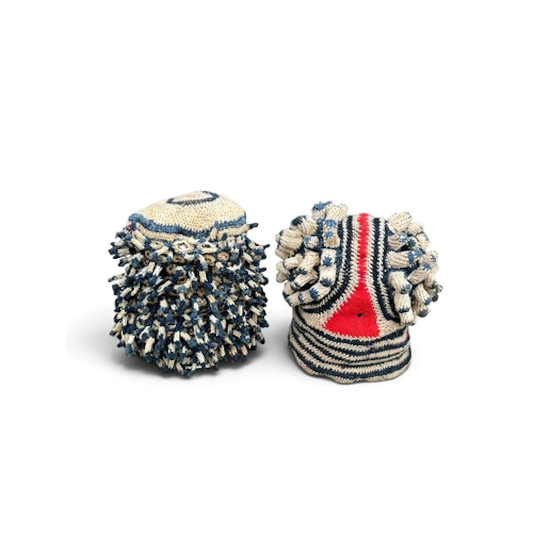 TWO BAMILEKE PRESTIGIOUS HATS FROM CAMEROON Approx 20cm Diam...