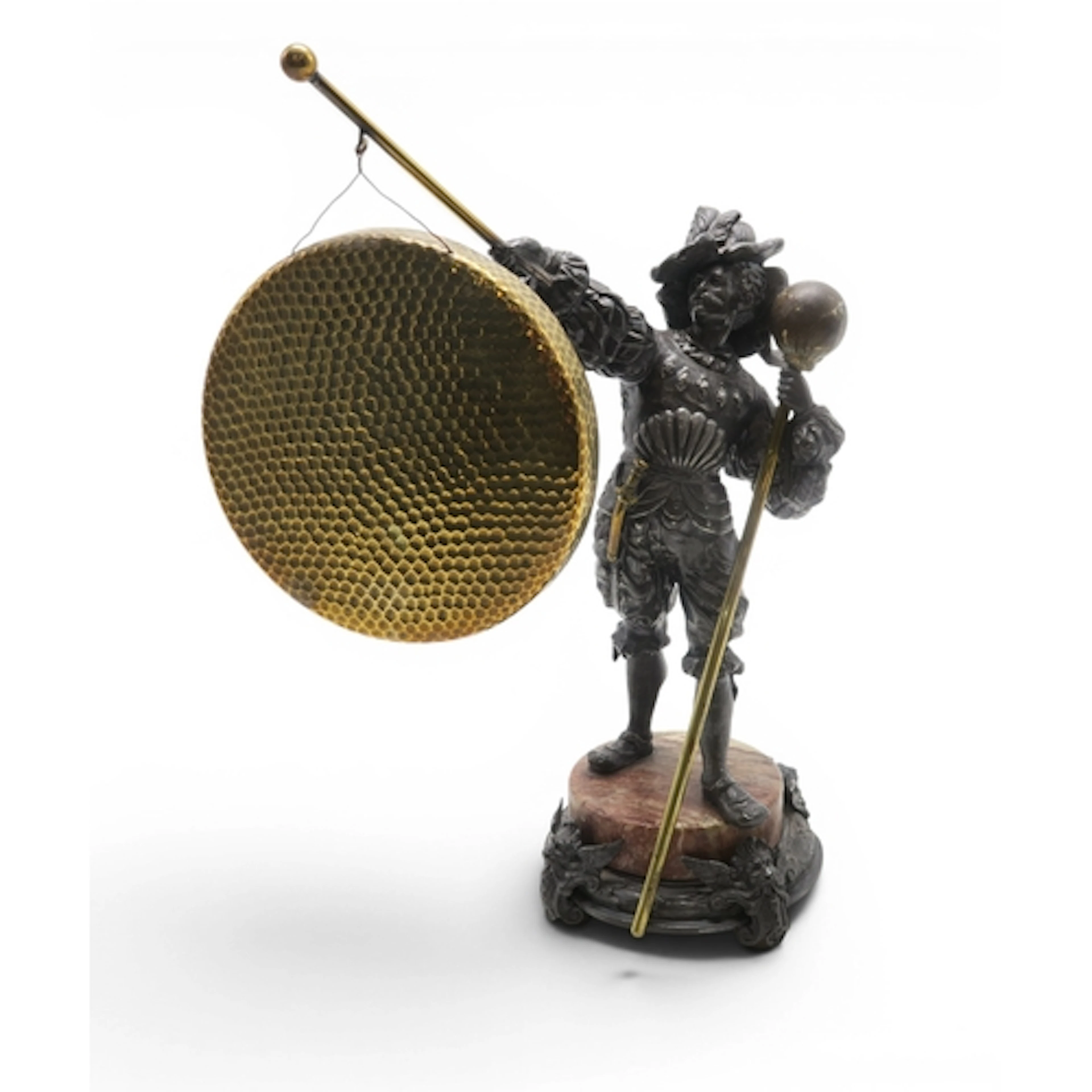 A spelter figural table gong