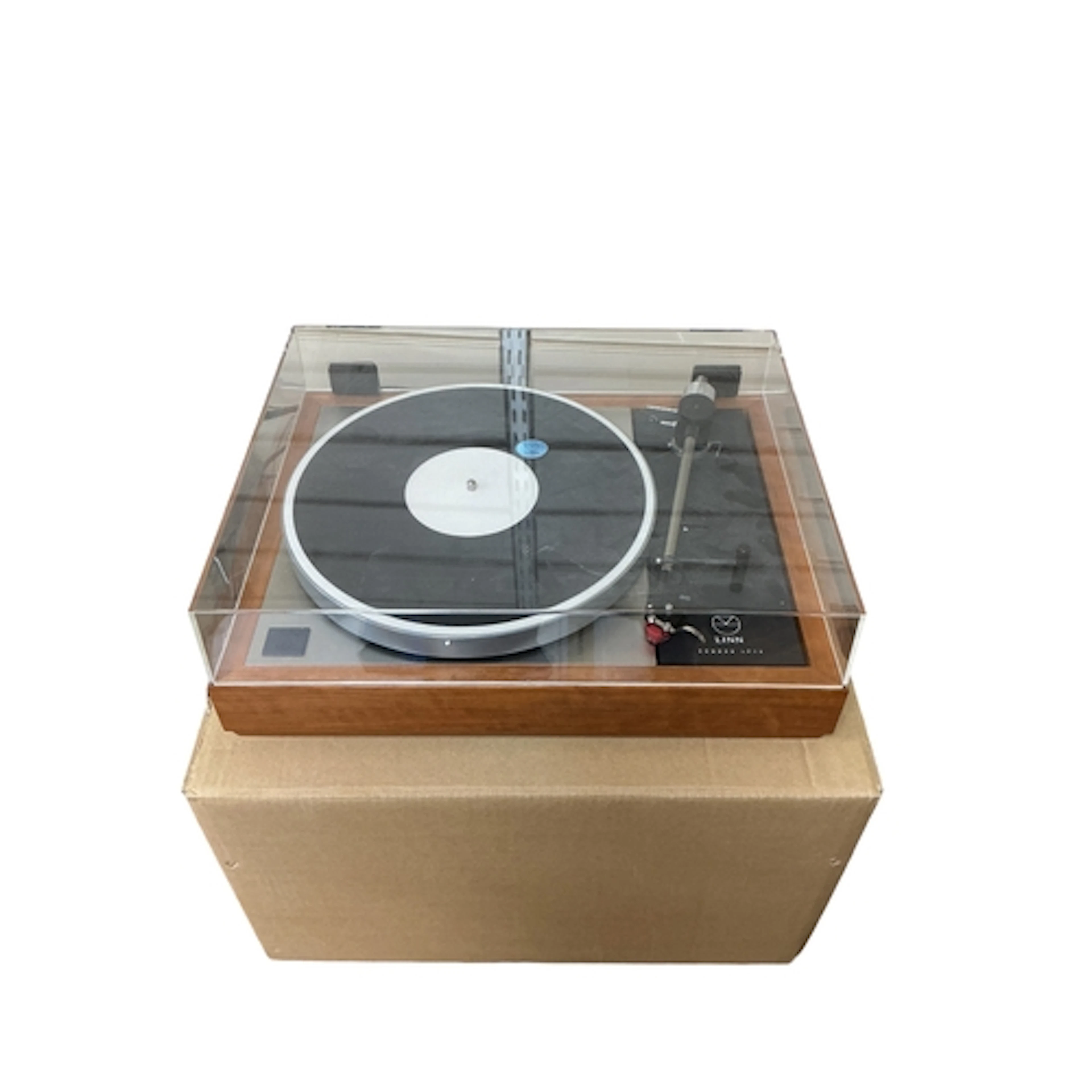 A boxed Linn Sondek LP12 record player turntable in teak fin...
