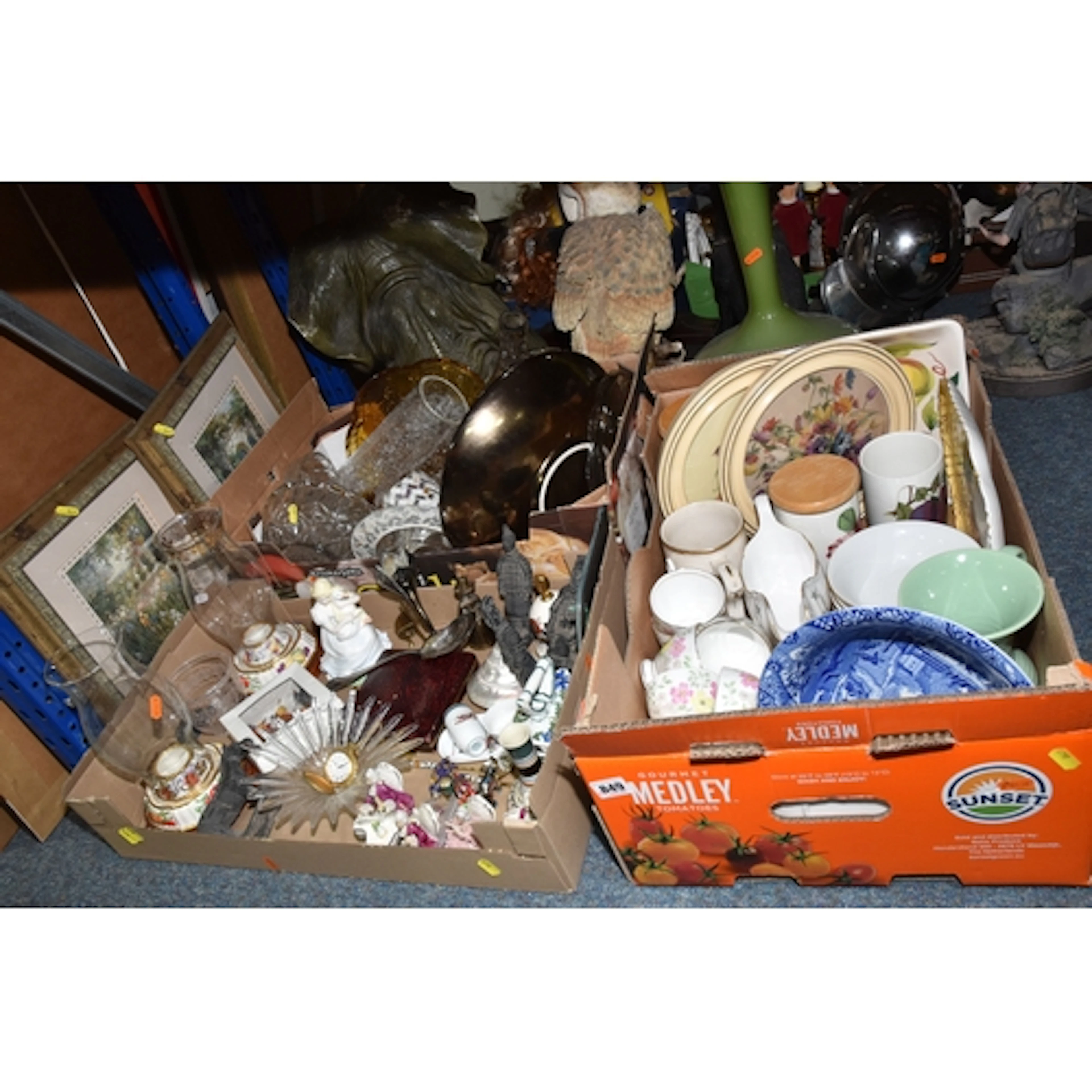 THREE BOXES AND LOOSE MISCELLANEOUS, to include tea ware Tus...