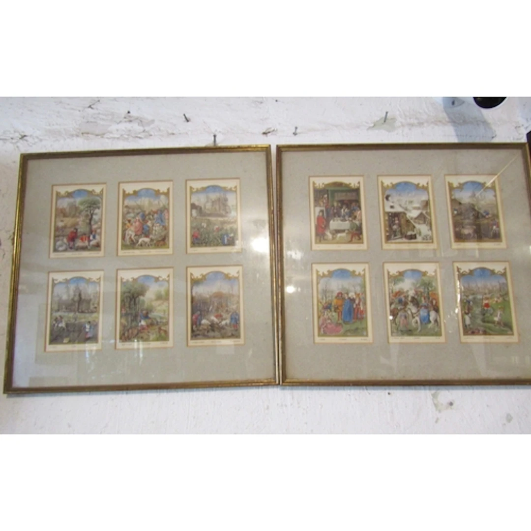 Pair of Framed Prints Two Sets of Six Each Frame Approximate...