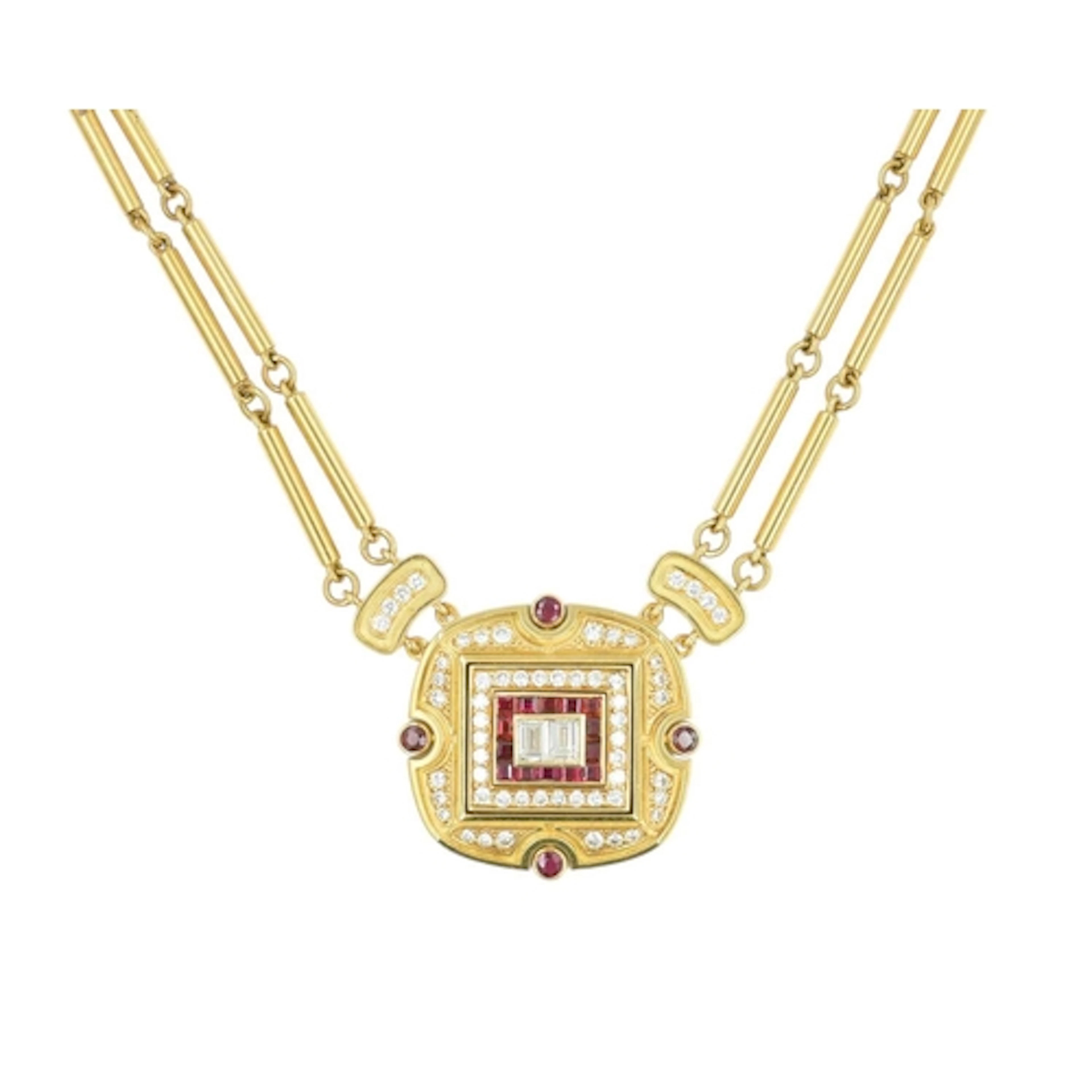 LEO DE VROOMEN (1941-2025)- A fine 18k diamond and ruby set ...