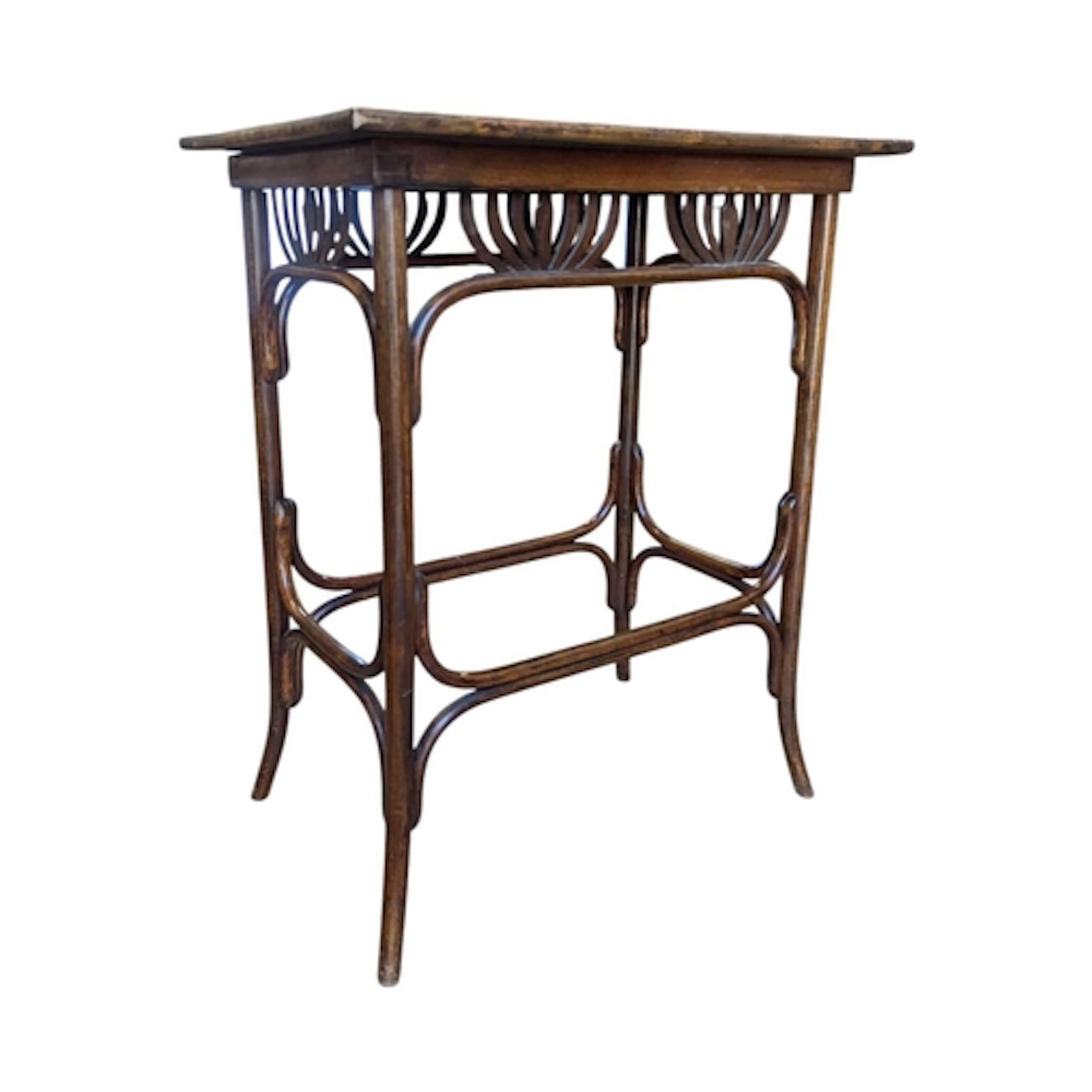 An early 20th century Edwardian walnut bentwood side table. ...