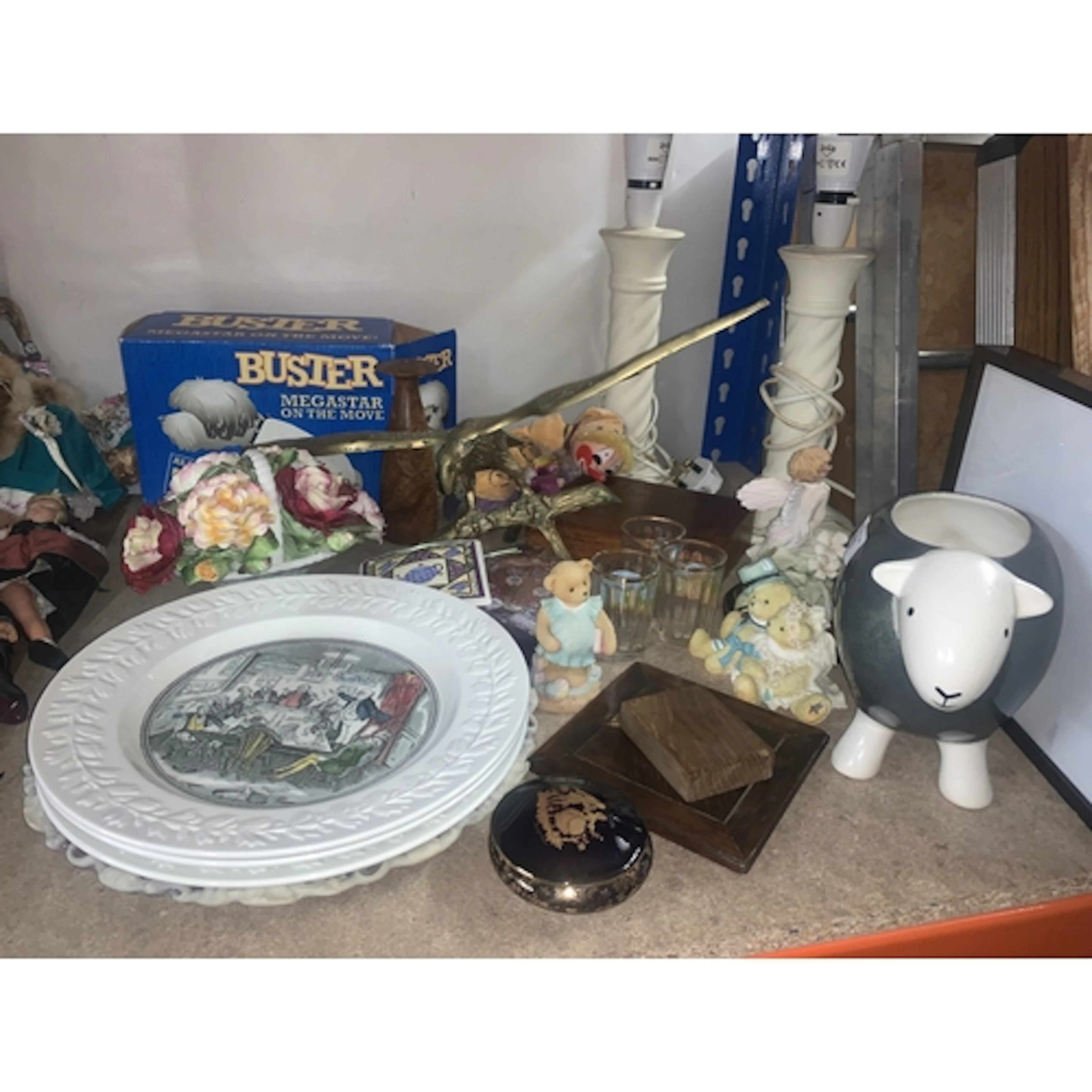 Adams Charles Dickens plates, Nodding Buster the TV Dog, box...
