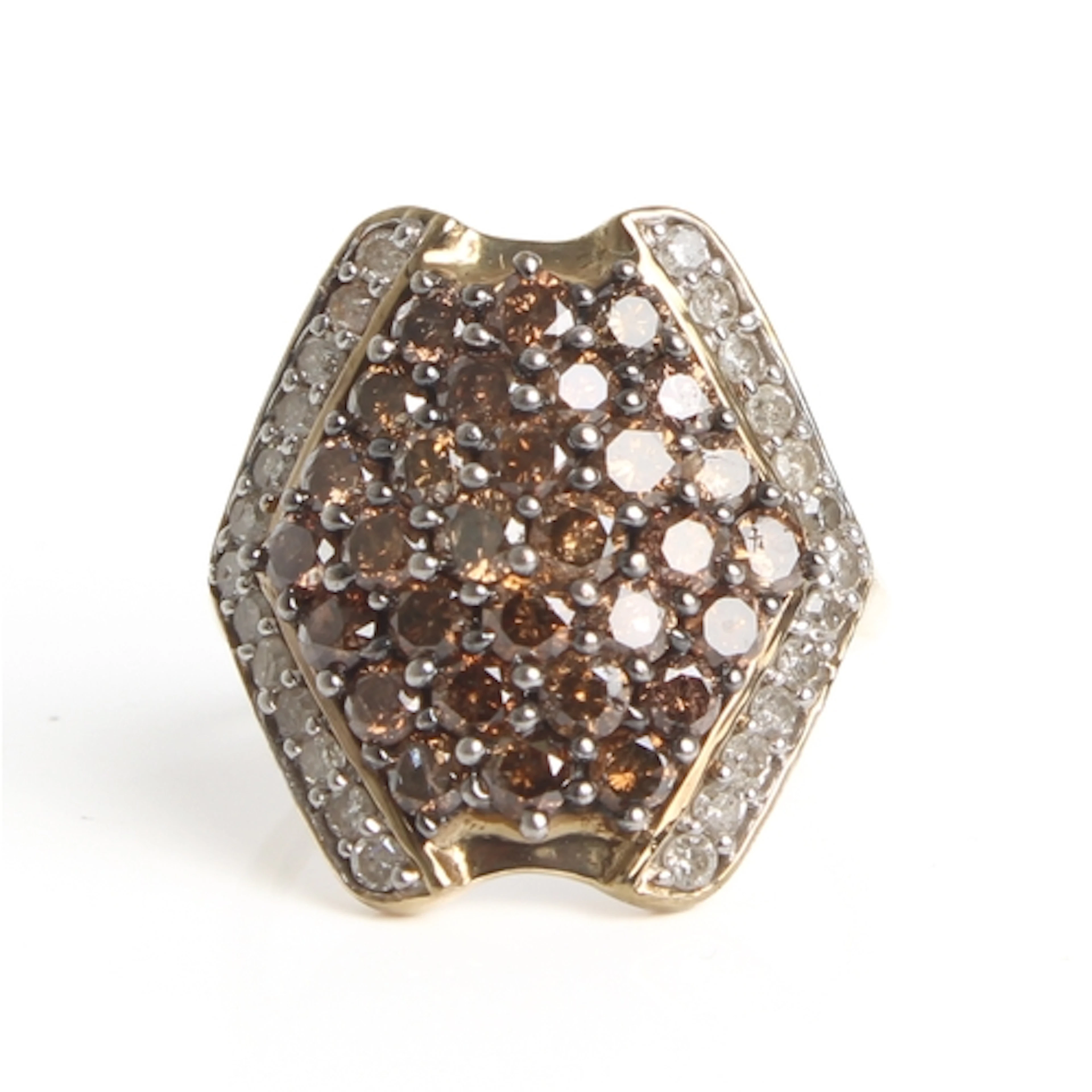 A 9ct yellow gold and two-colour diamond ring - Birmingham h...