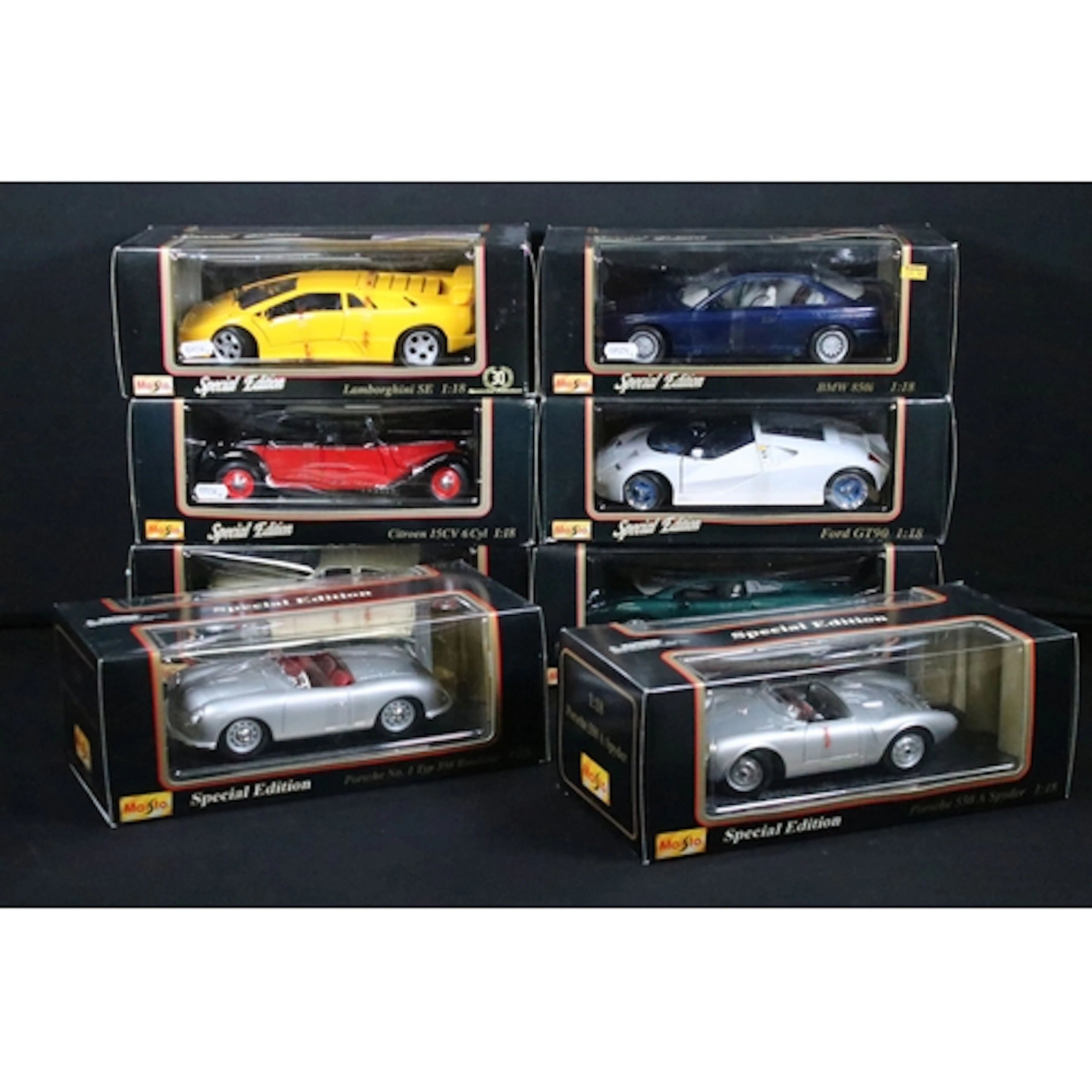 Eight boxed 1/18 Maisto Special Edition diecast models to in...